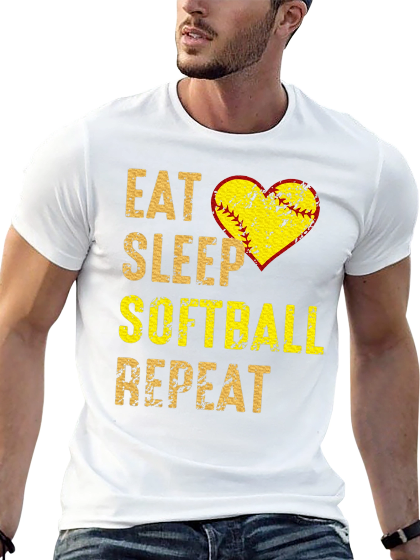 Eat Sleep Softball Repeat Graphic Tee
