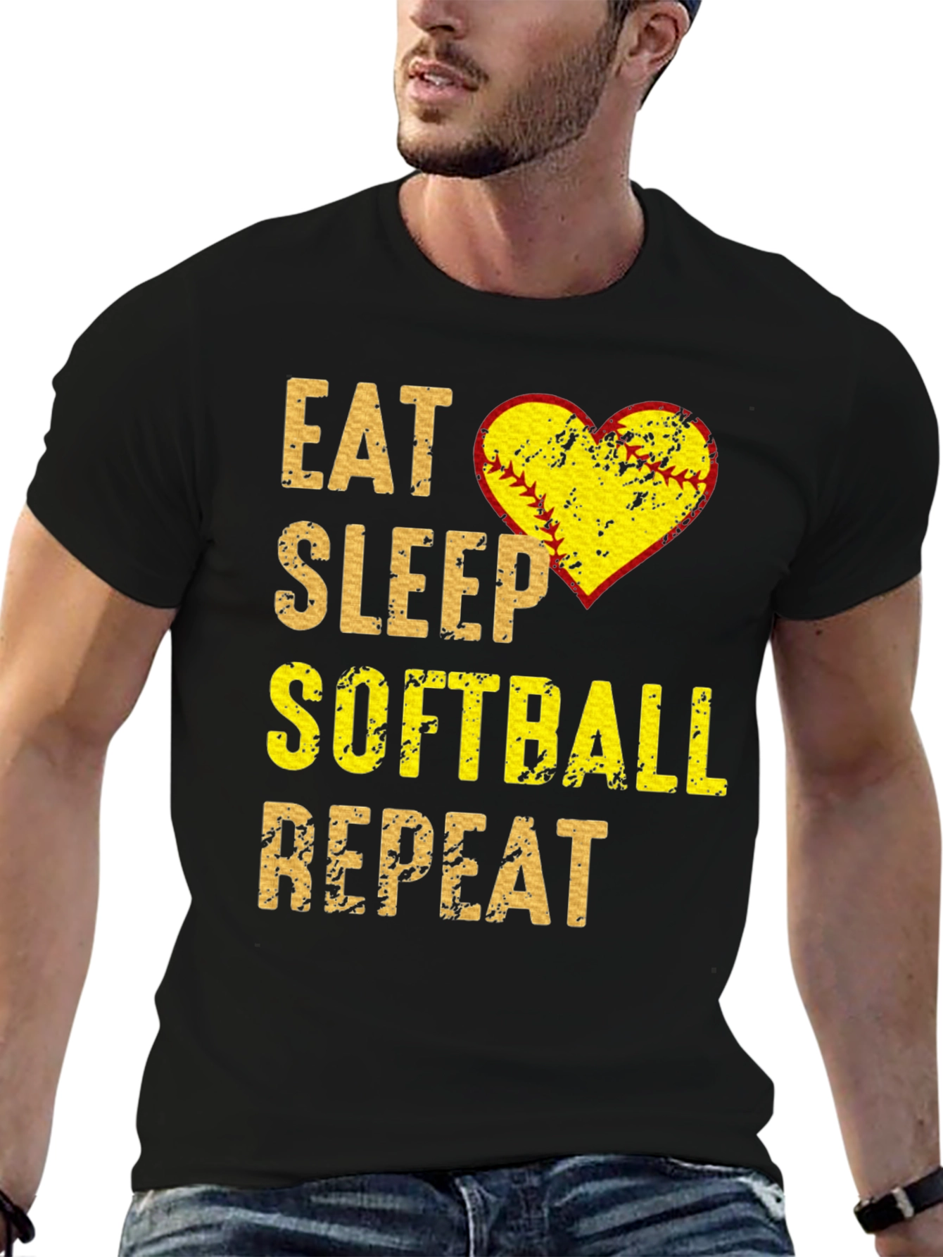 Eat Sleep Softball Repeat Graphic Tee