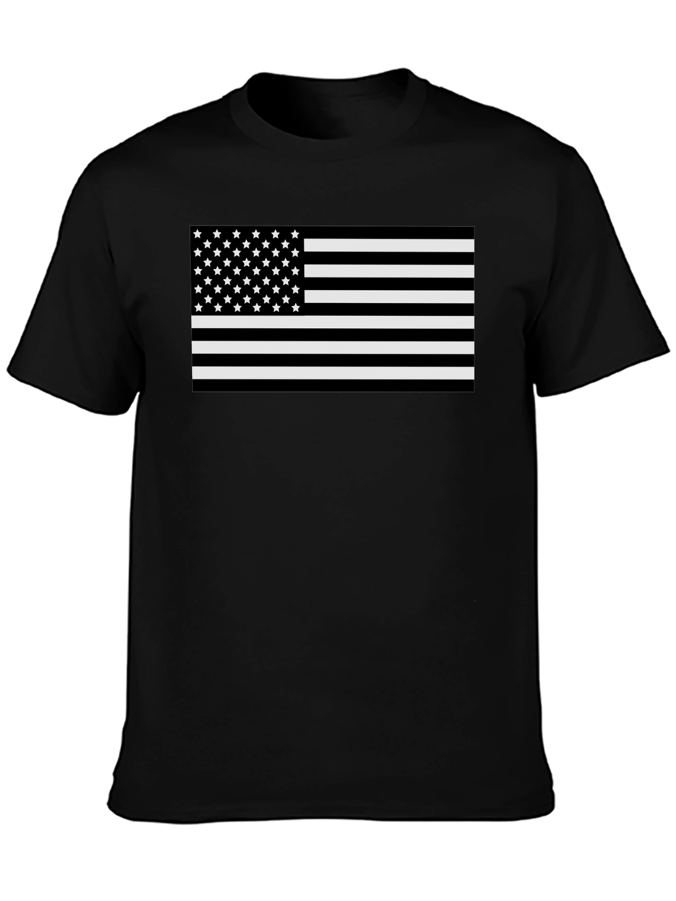 Monochrome American Flag Graphic T-Shirt