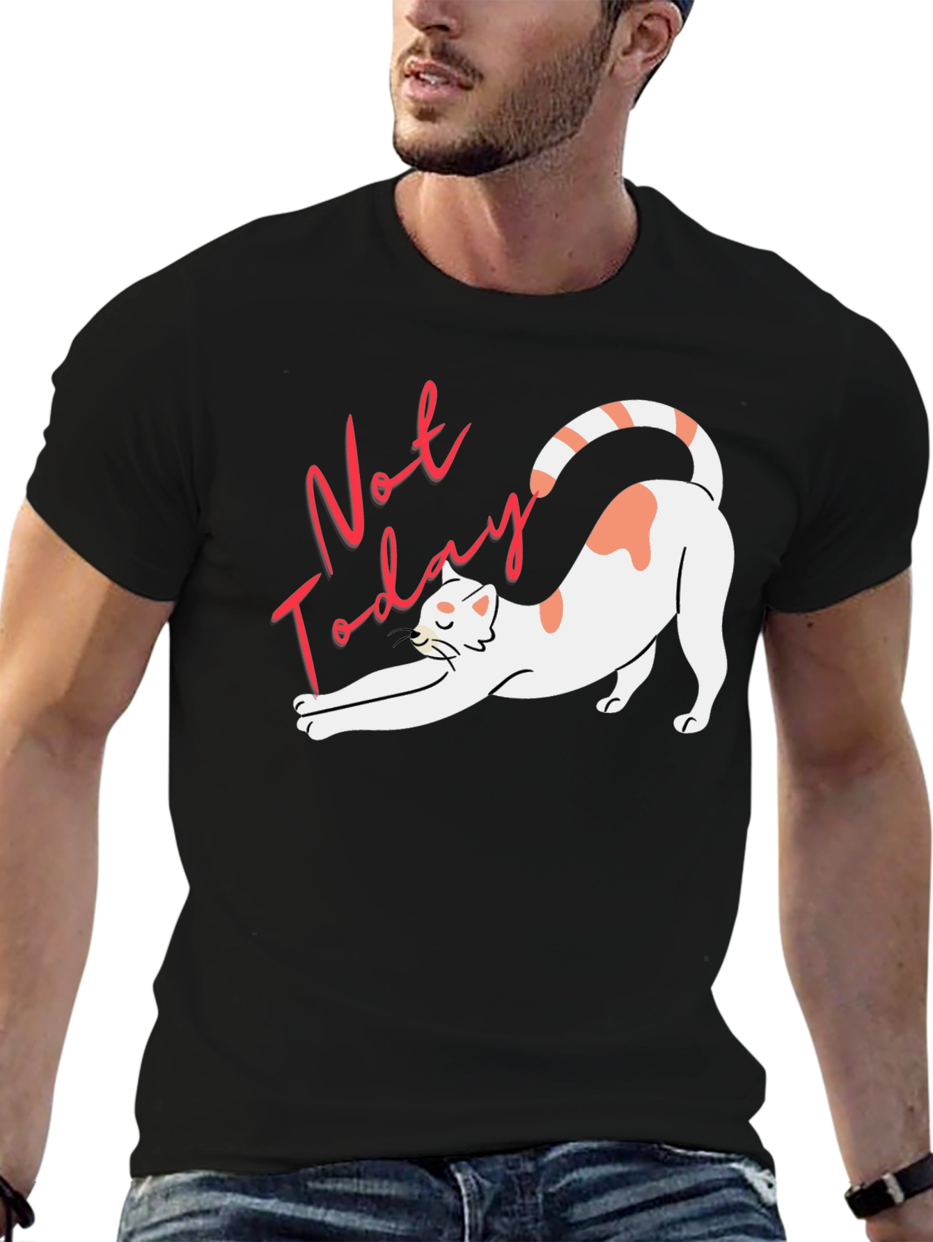 Not Today Cat Graphic Tee - Unisex Black T-Shirt