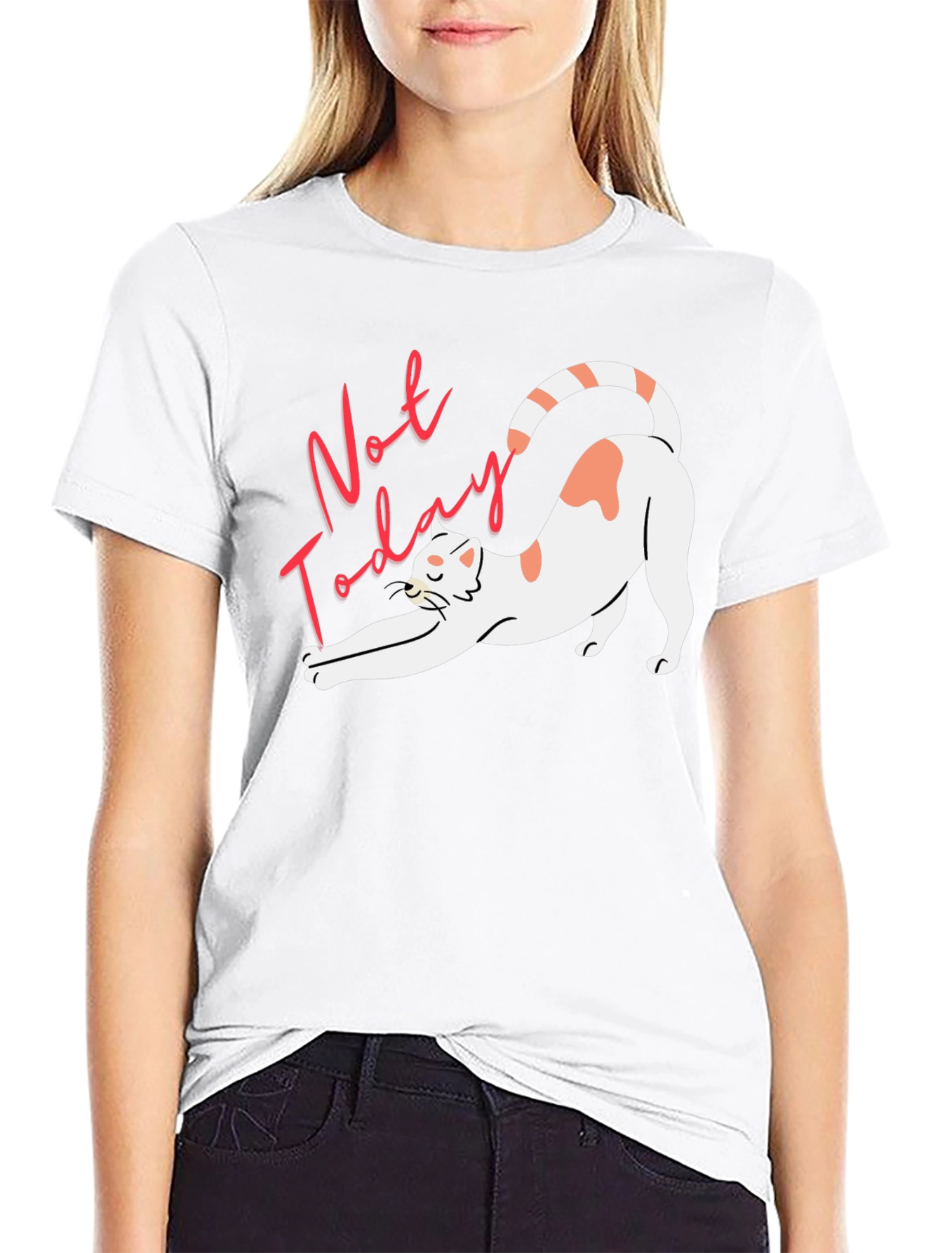 Not Today Cat Graphic Tee - Unisex Black T-Shirt