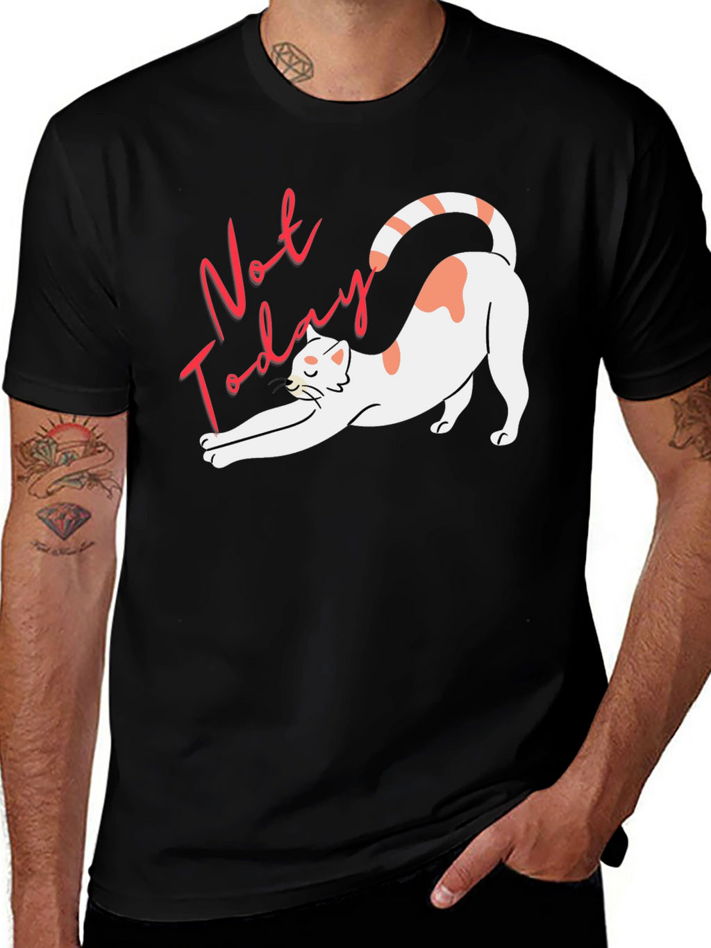 Not Today Cat Graphic Tee - Unisex Black T-Shirt