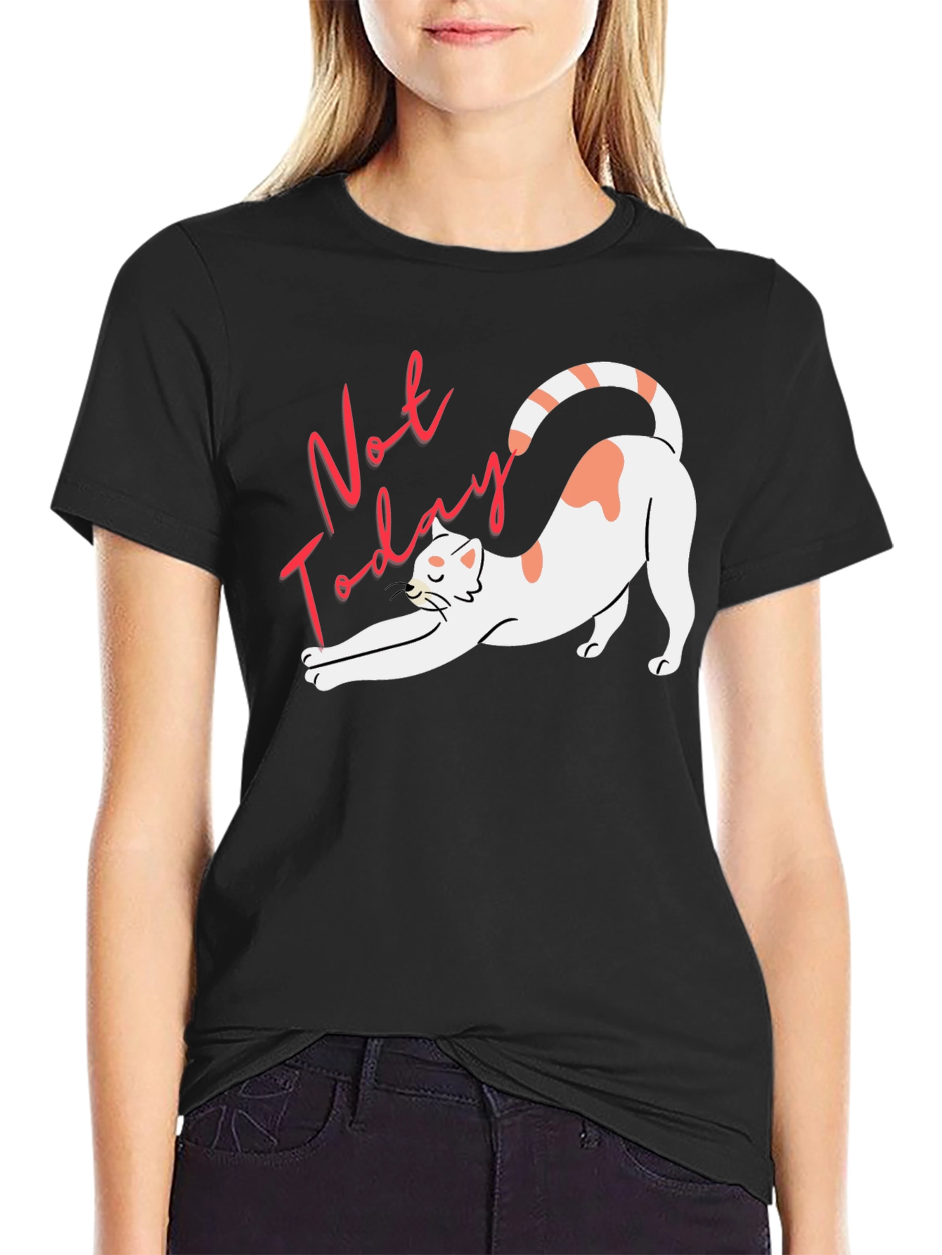Not Today Cat Graphic Tee - Unisex Black T-Shirt