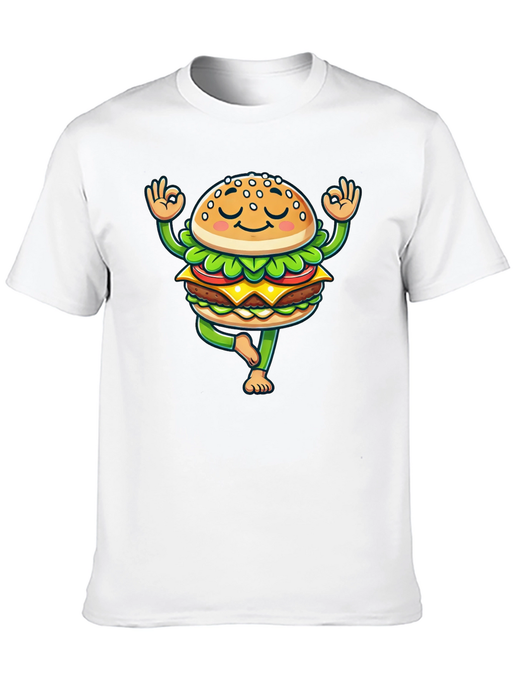 Yoga Burger T-Shirt - Meditating Fast Food Tee
