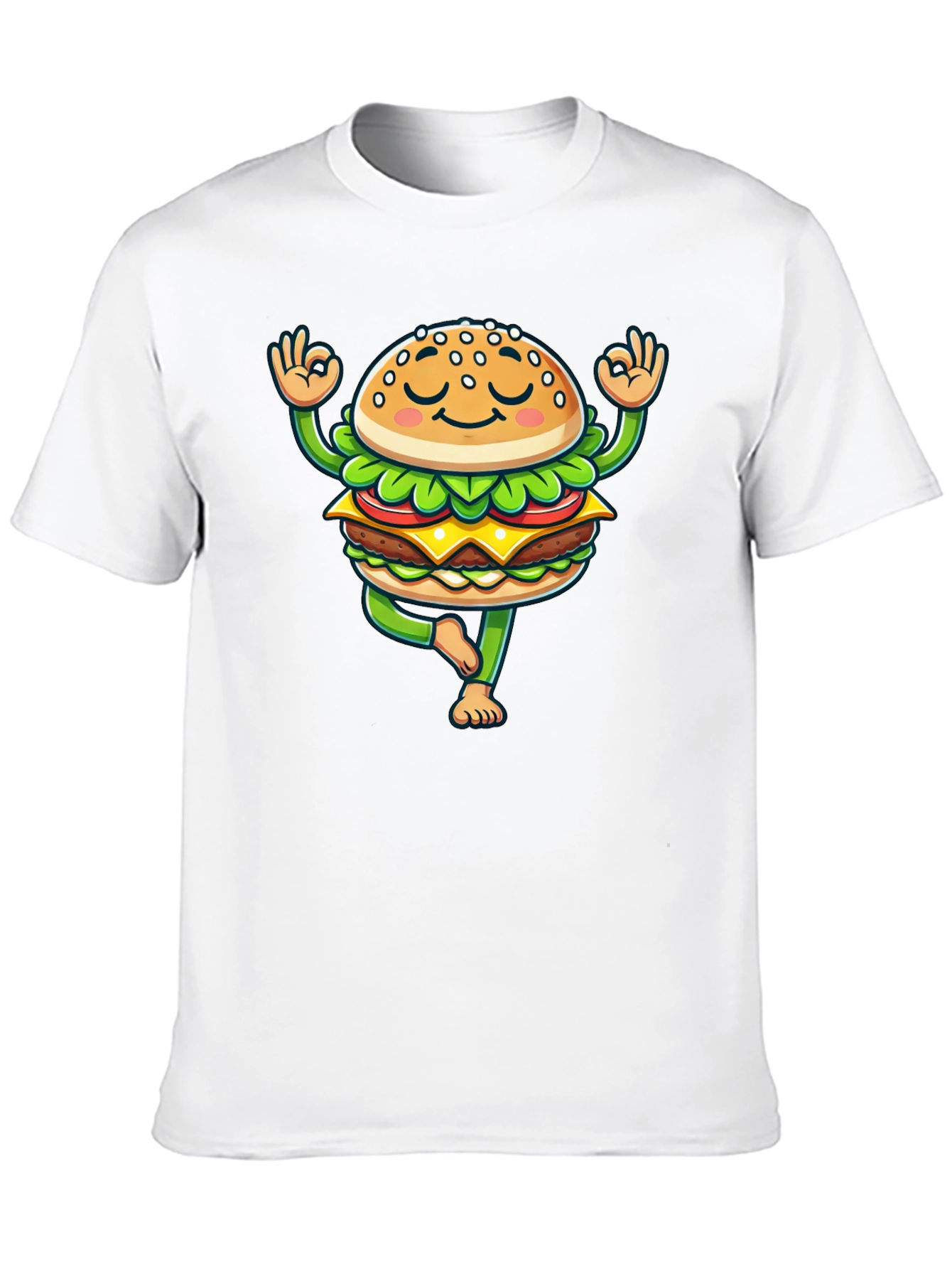Yoga Burger T-Shirt - Meditating Fast Food Tee