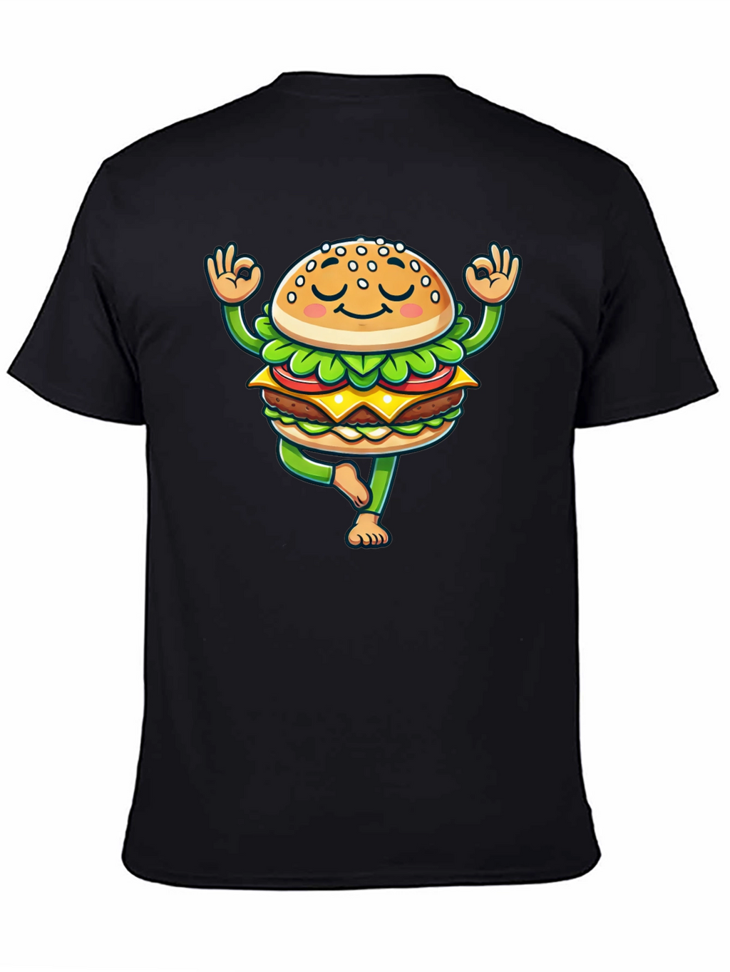 Yoga Burger T-Shirt - Meditating Fast Food Tee