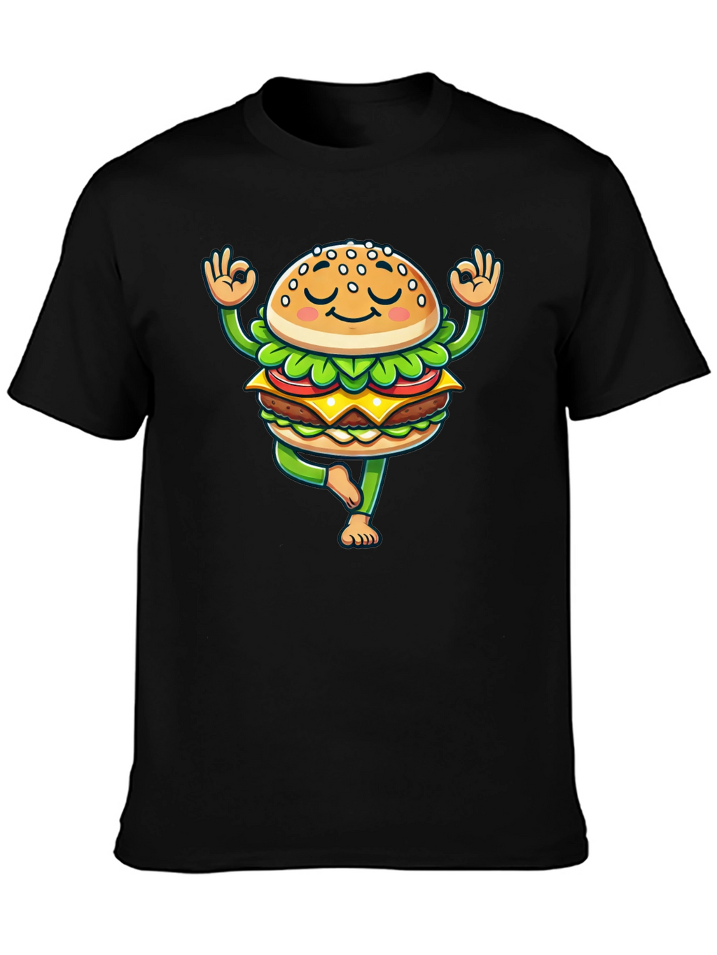 Yoga Burger T-Shirt - Meditating Fast Food Tee