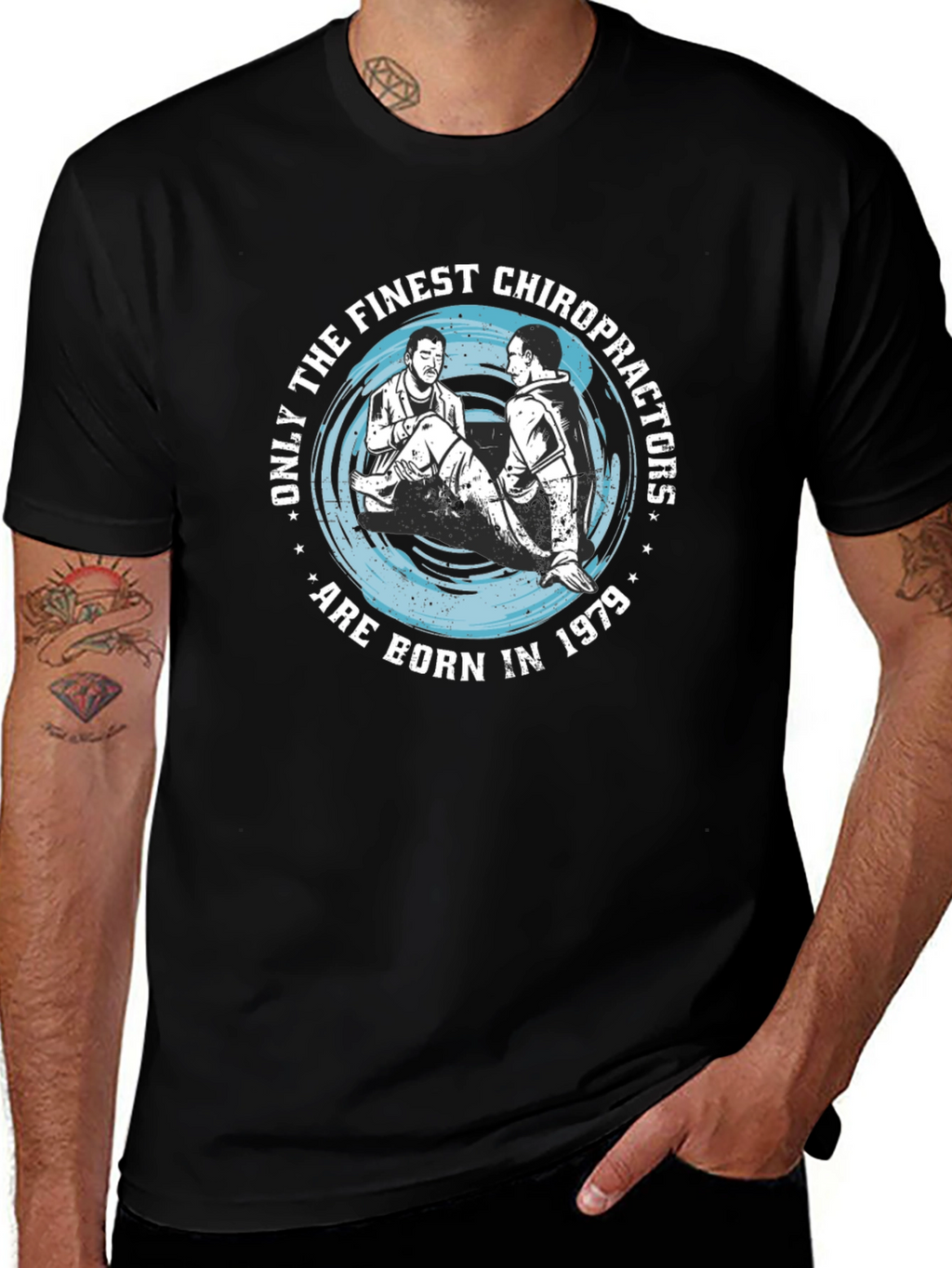 Finest Chiropractors Born in 1979 Black T-Shirt
