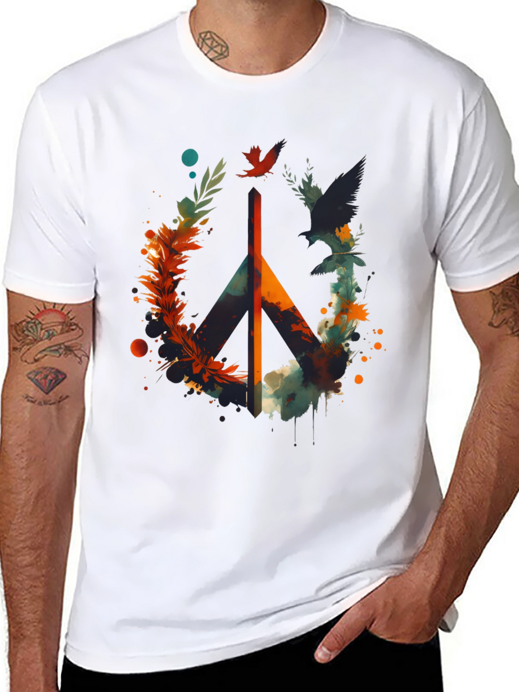 Peace Sign Graphic Tee - Mens Black T-Shirt