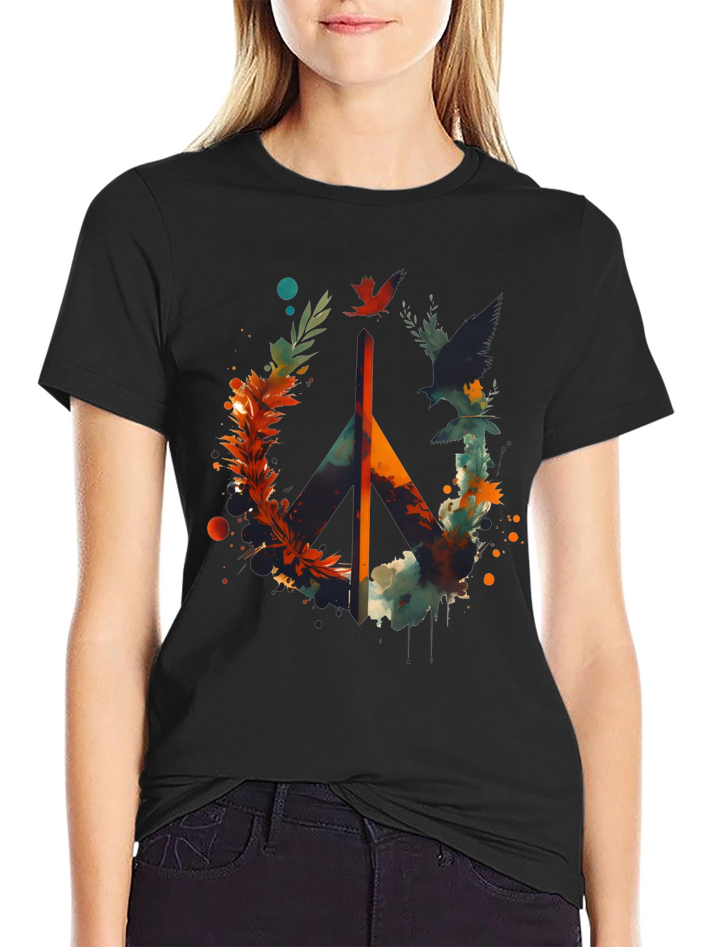 Peace Sign Graphic Tee - Mens Black T-Shirt