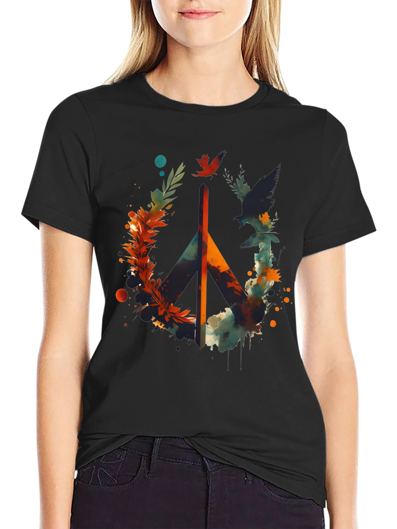 Peace Sign Graphic Tee - Mens Black T-Shirt
