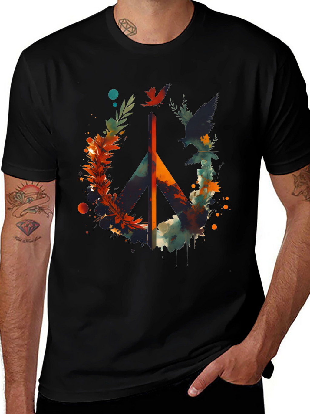 Peace Sign Graphic Tee - Mens Black T-Shirt