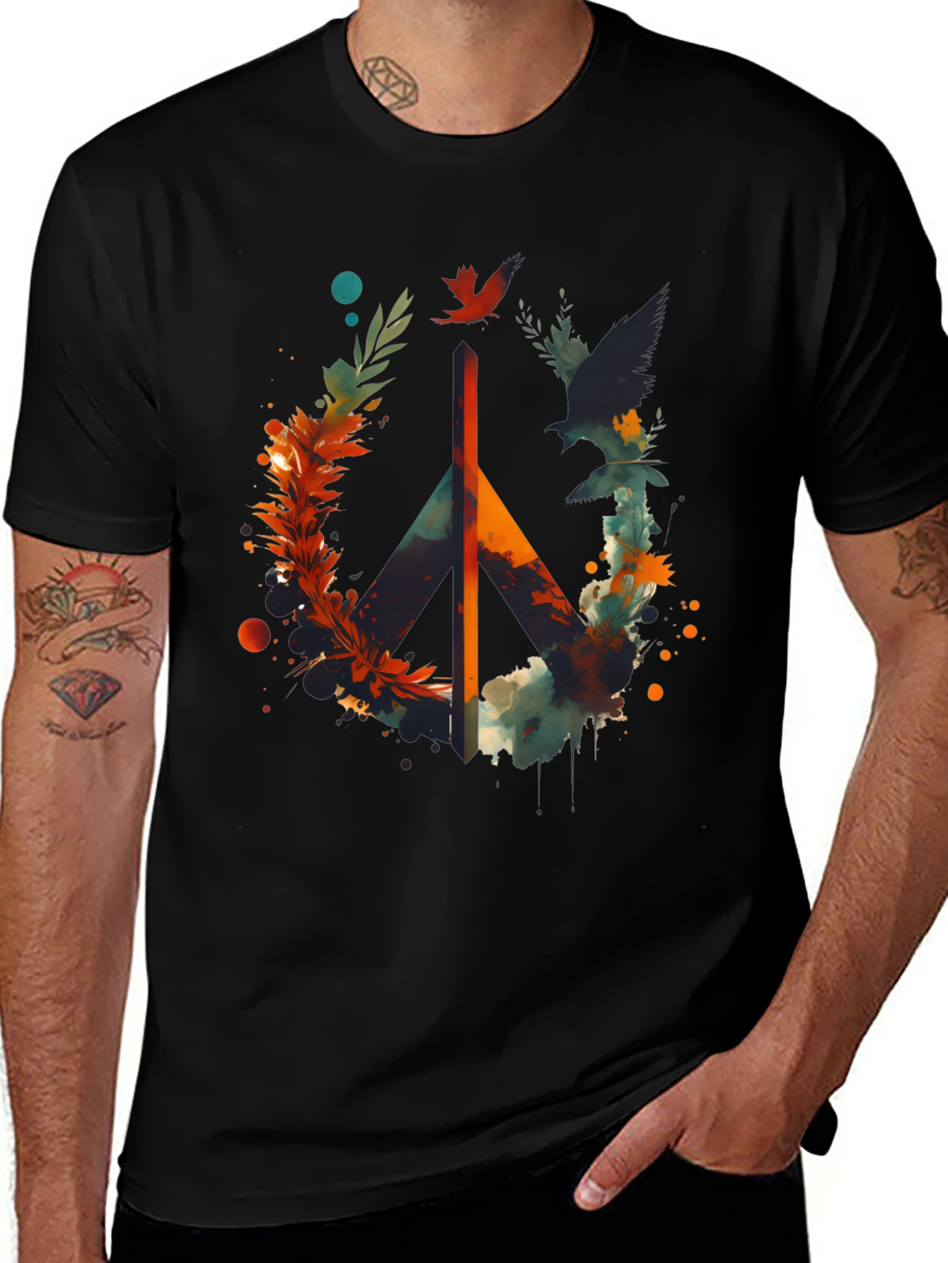 Peace Sign Graphic Tee - Mens Black T-Shirt