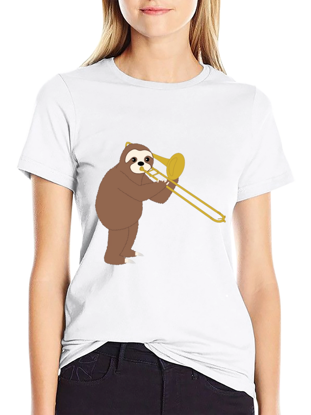 Sloth Trombone Player Graphic Tee