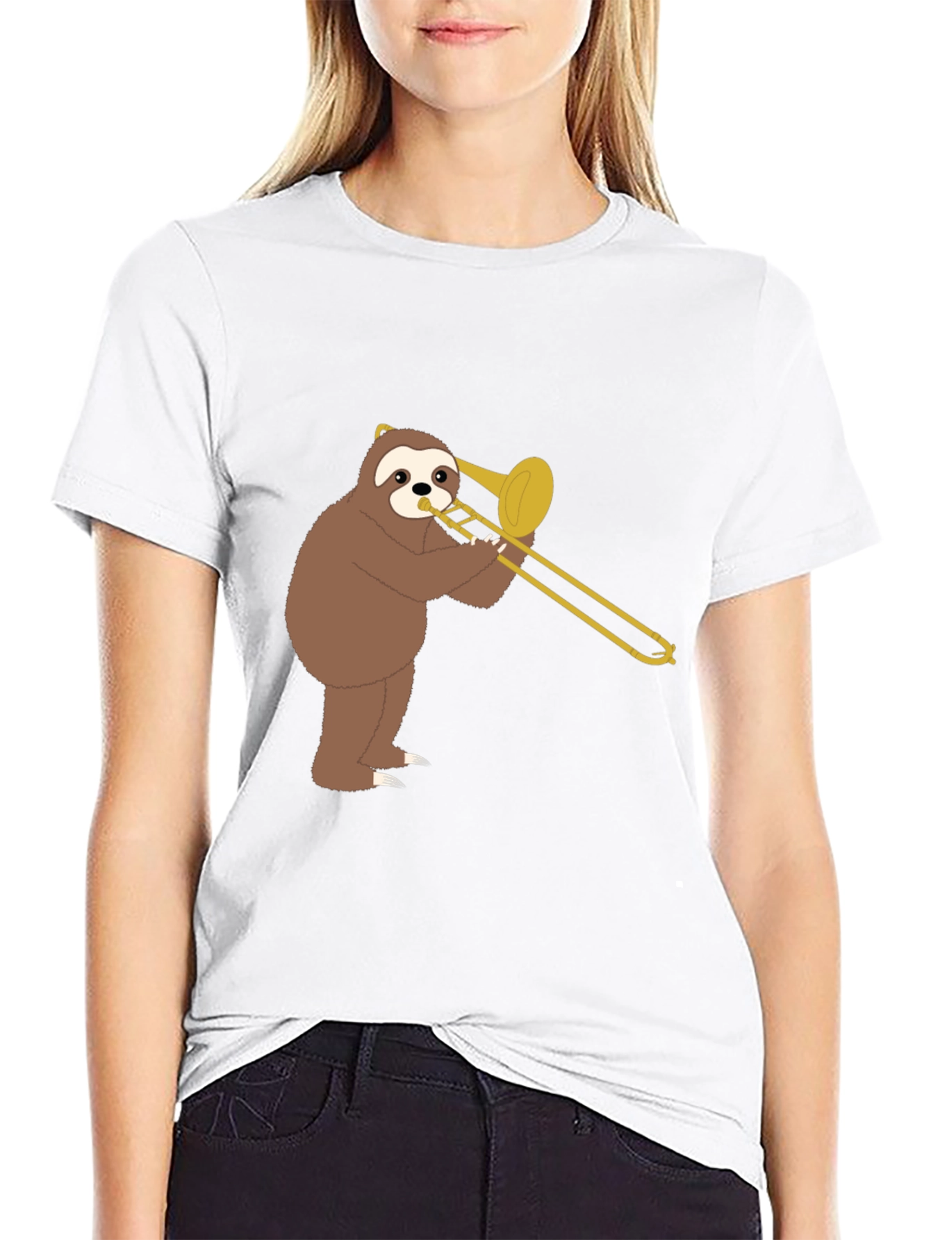 Sloth Trombone Player Graphic Tee