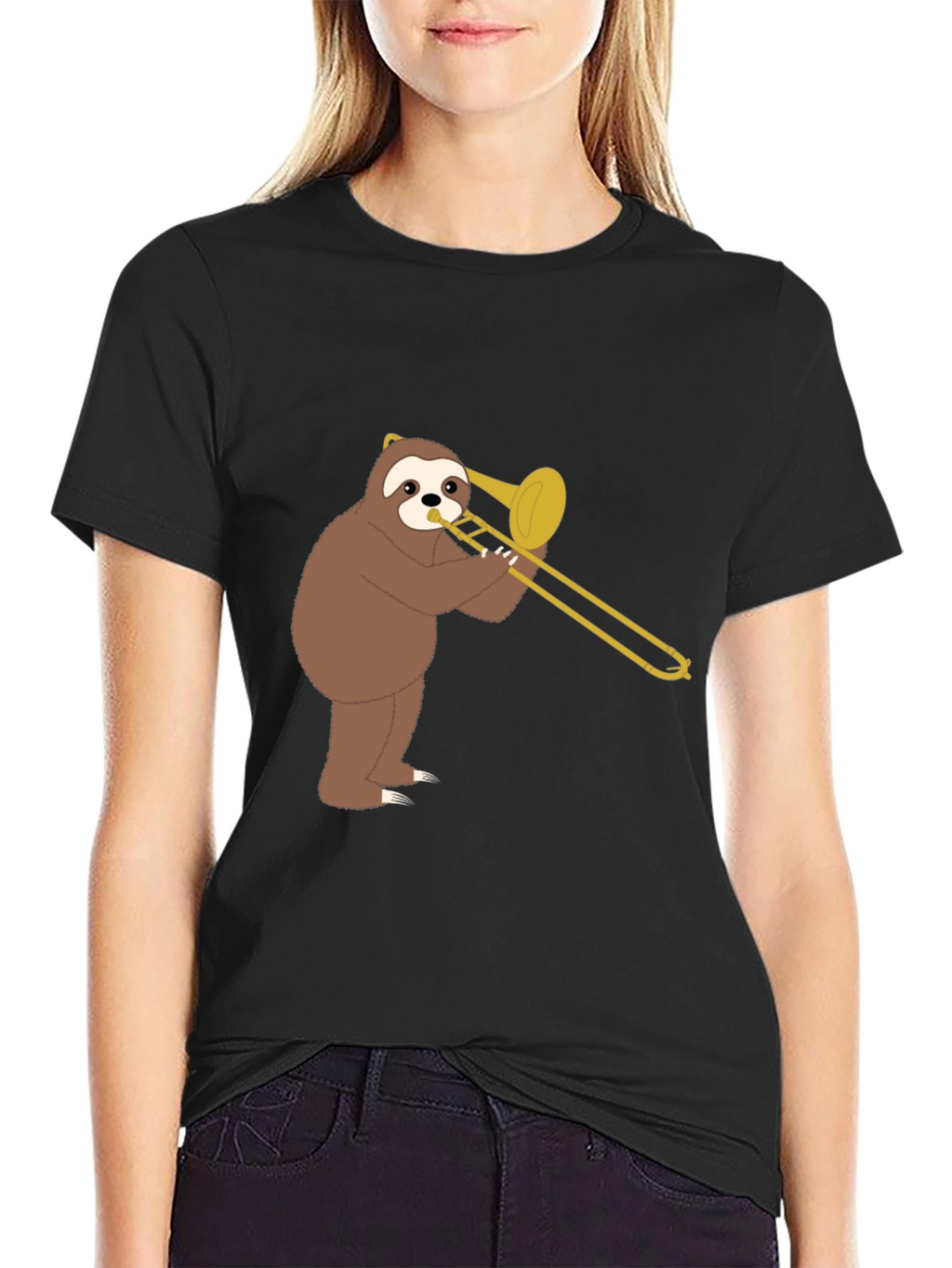 Sloth Trombone Player Graphic Tee