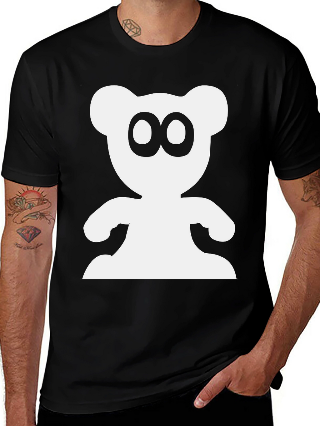 Cute Bear Graphic Black T-Shirt