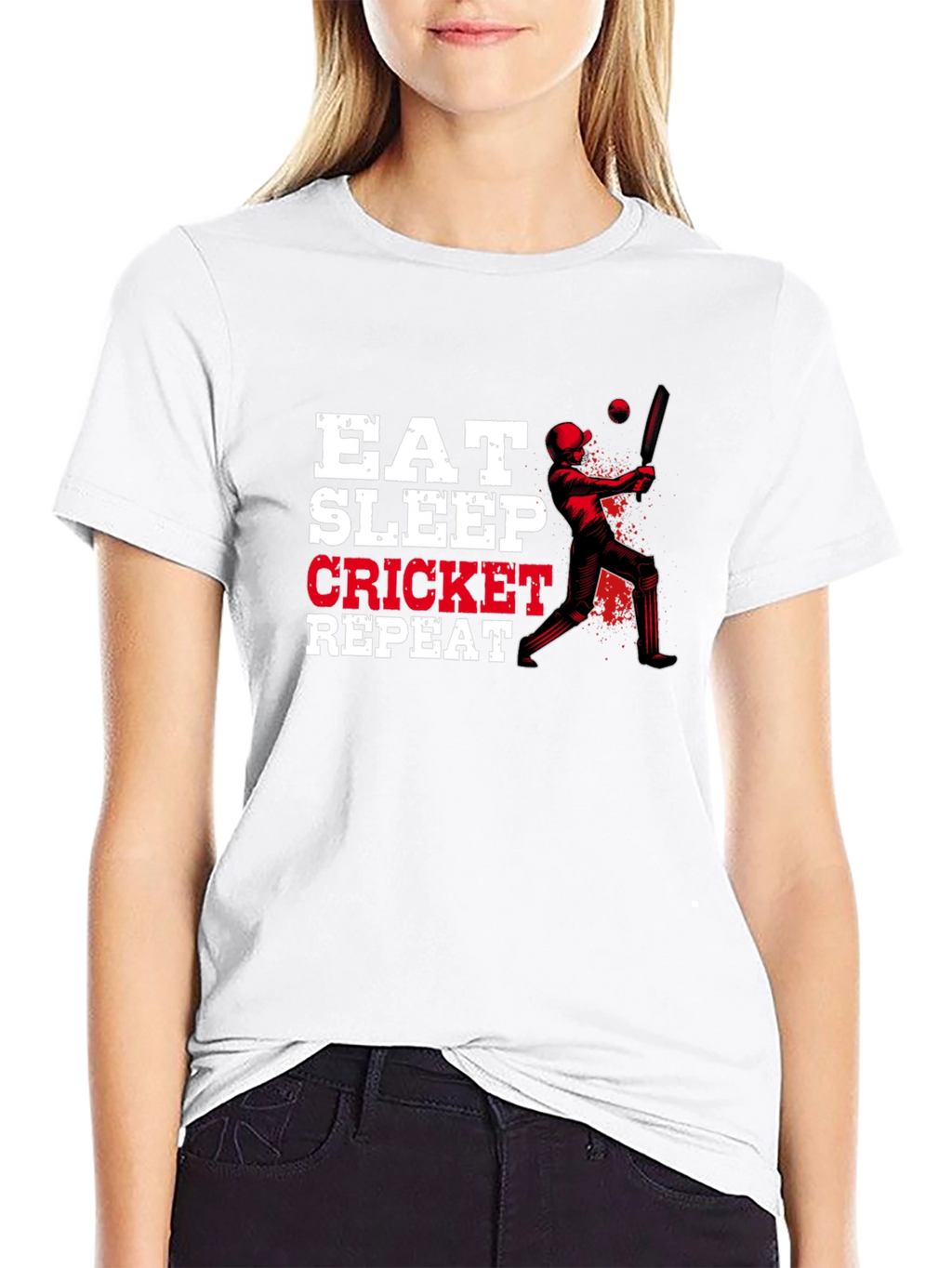 Eat Sleep Cricket Repeat Graphic Tee