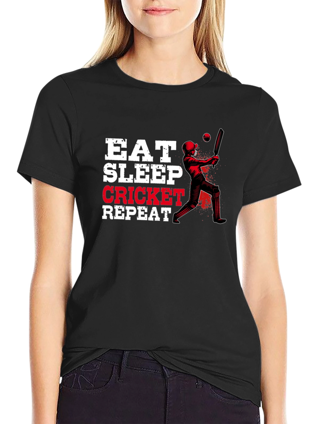 Eat Sleep Cricket Repeat Graphic Tee