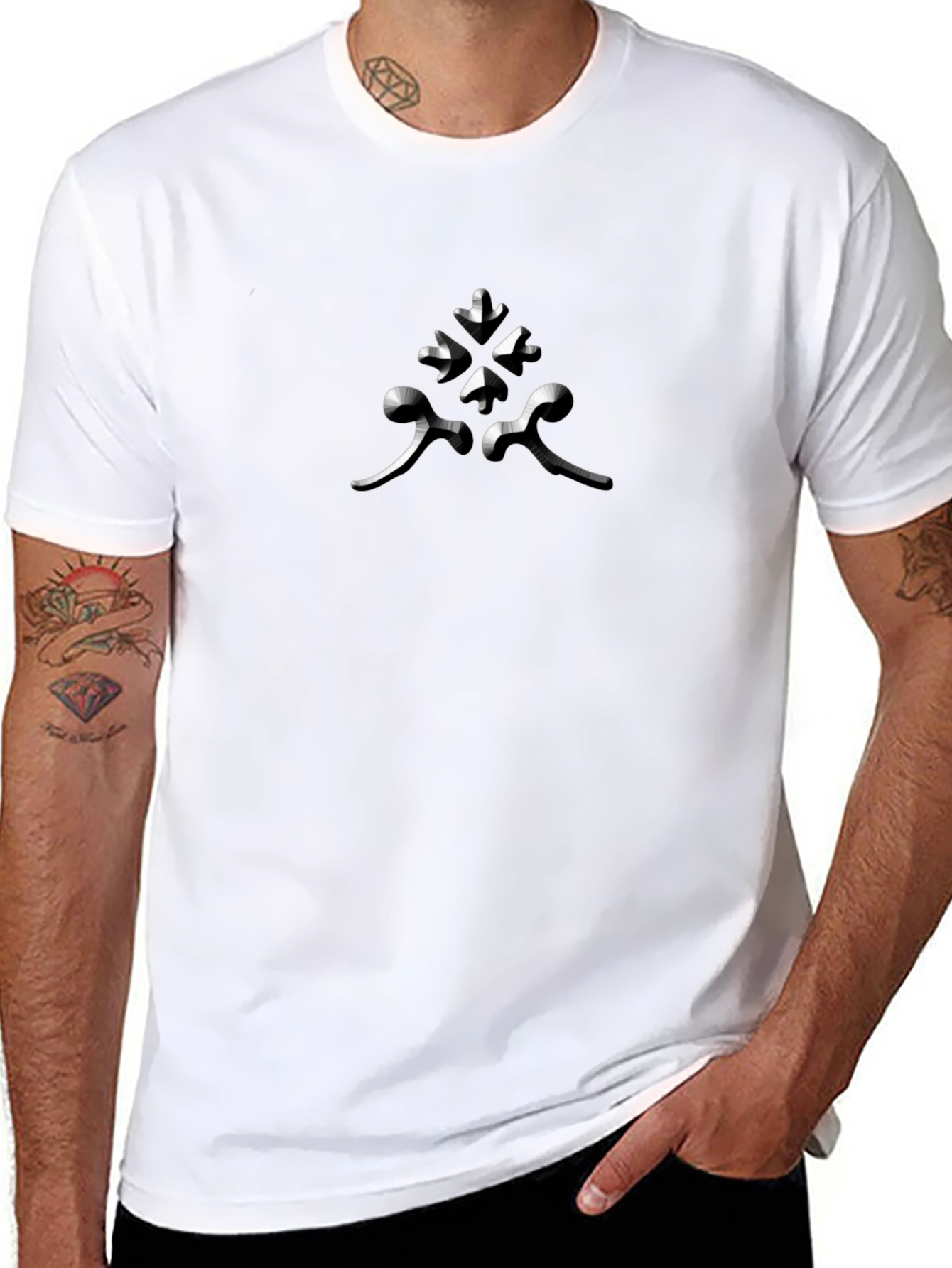 Black Graphic Tee - Abstract Design