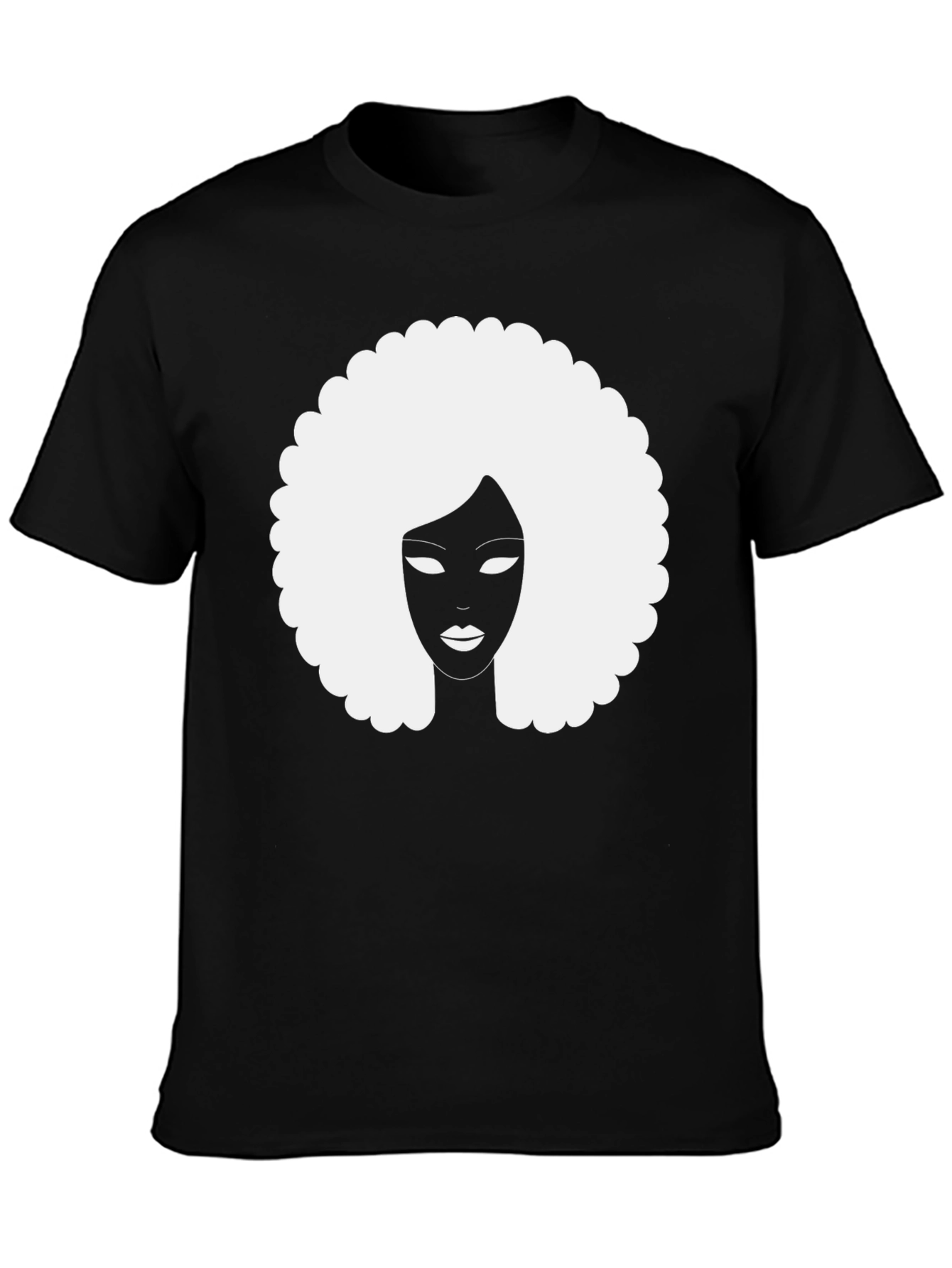 Afro Silhouette Graphic Tee - Classic Black Cotton T-Shirt