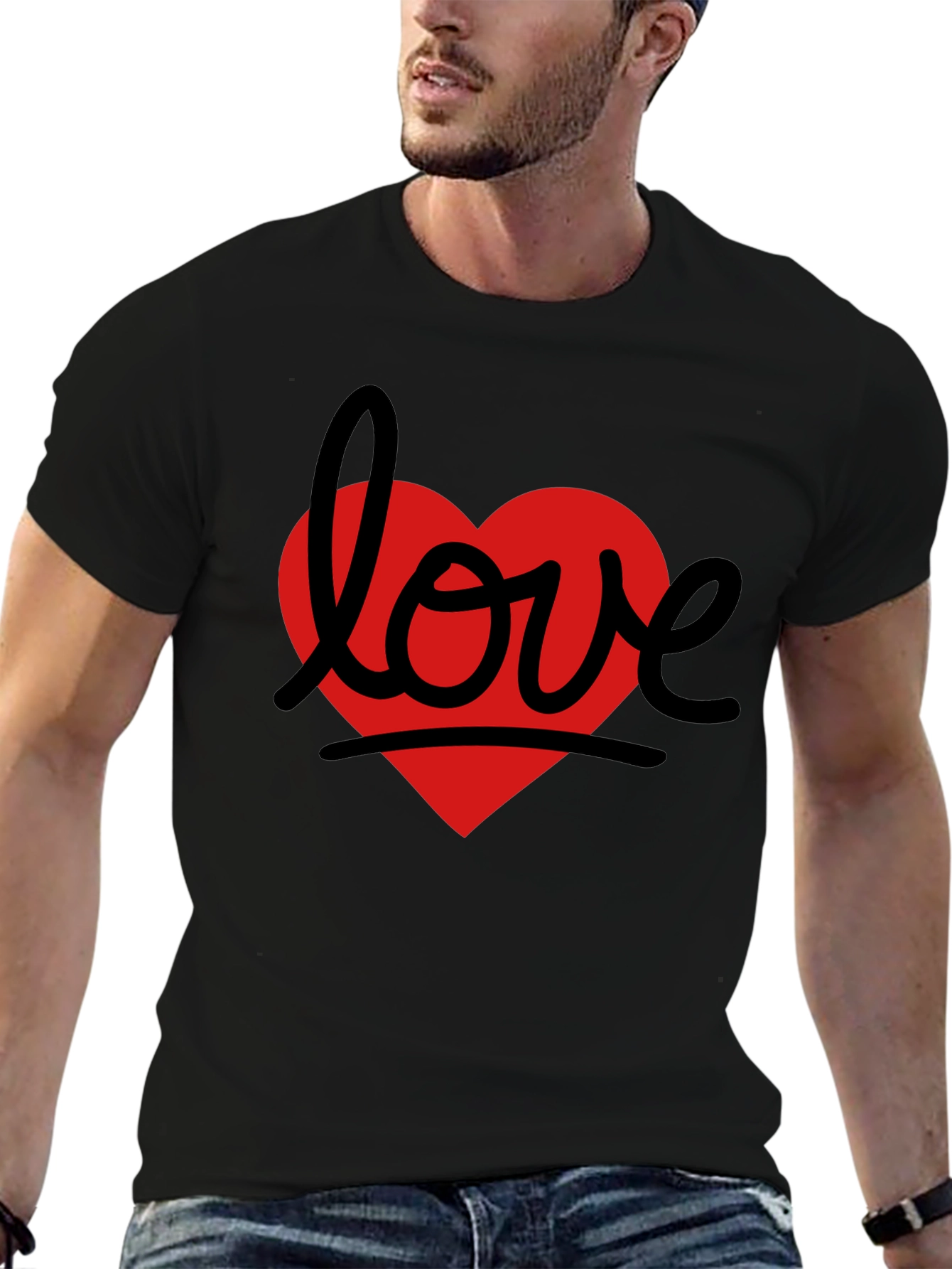 Love Heart Graphic Tee - Black
