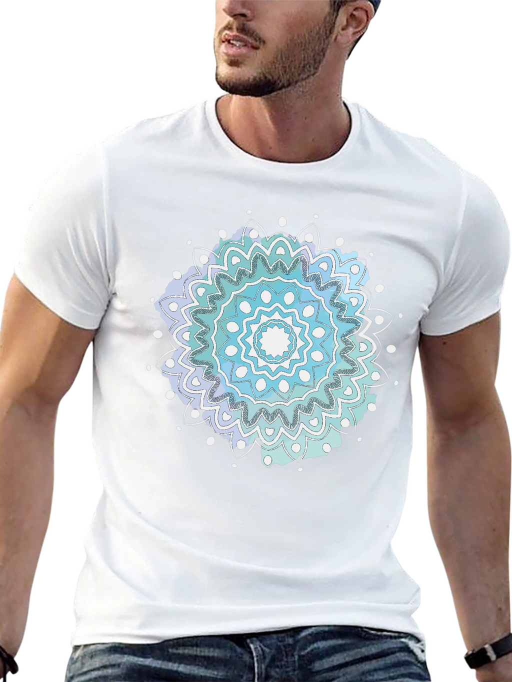 Mens Black Mandala Graphic Tee