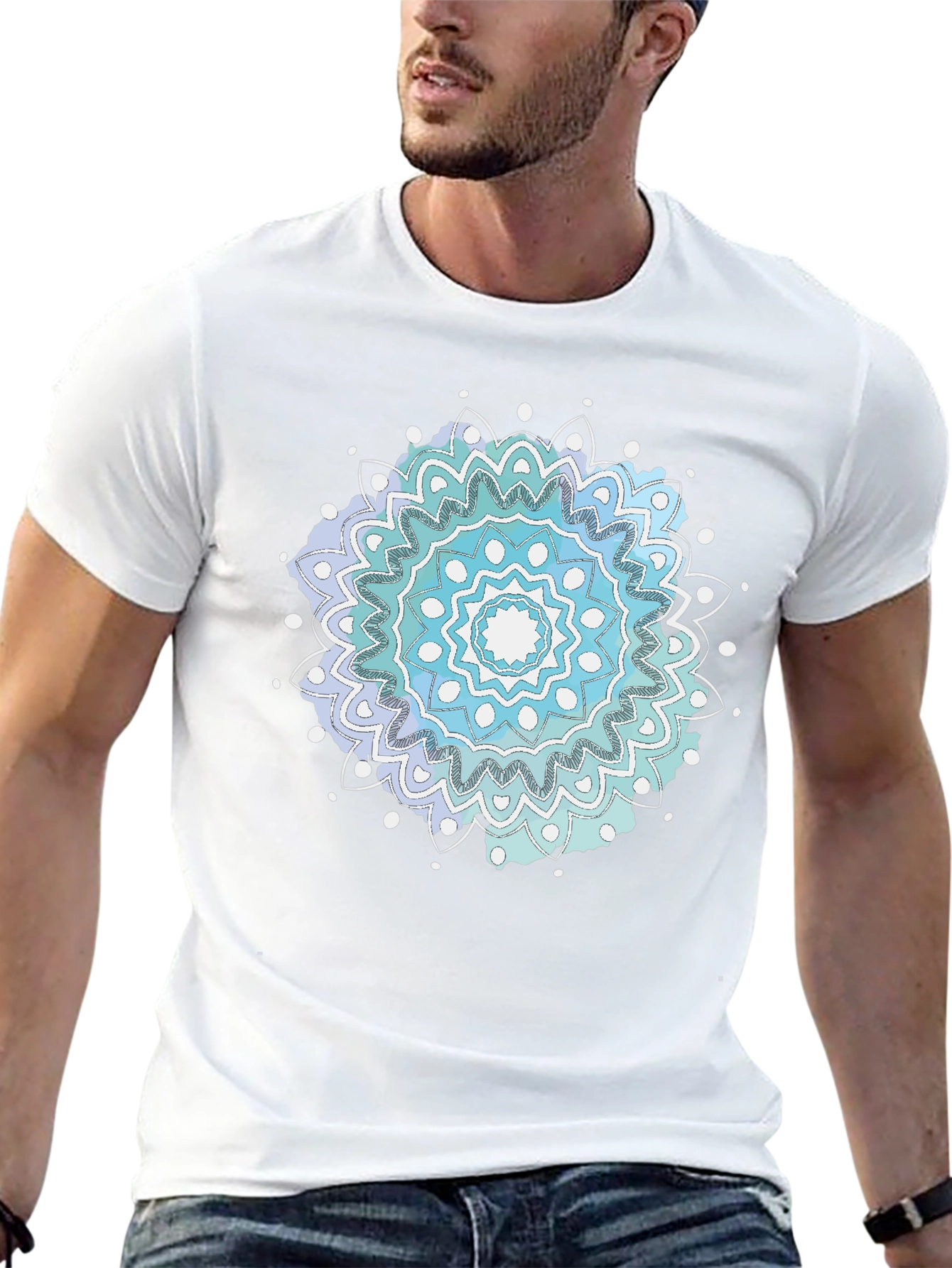Mens Black Mandala Graphic Tee