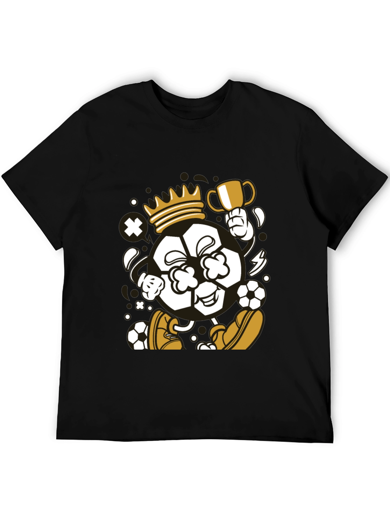 King Soccer Ball Black T-Shirt