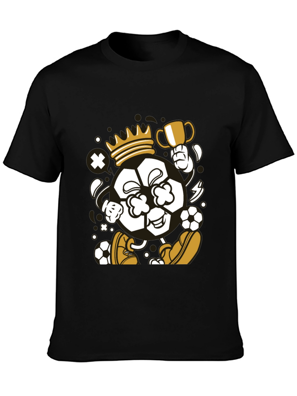 King Soccer Ball Black T-Shirt