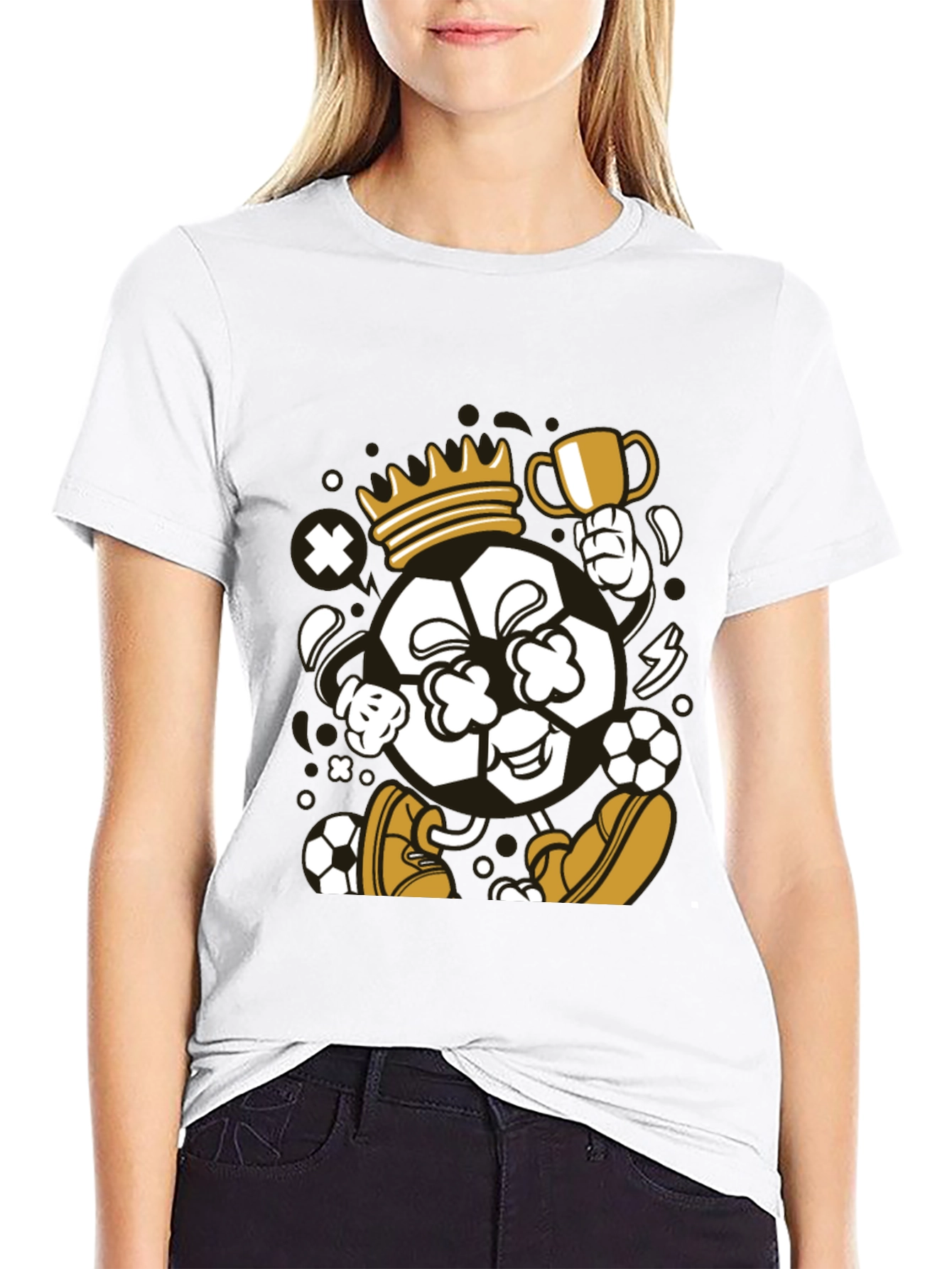 King Soccer Ball Black T-Shirt