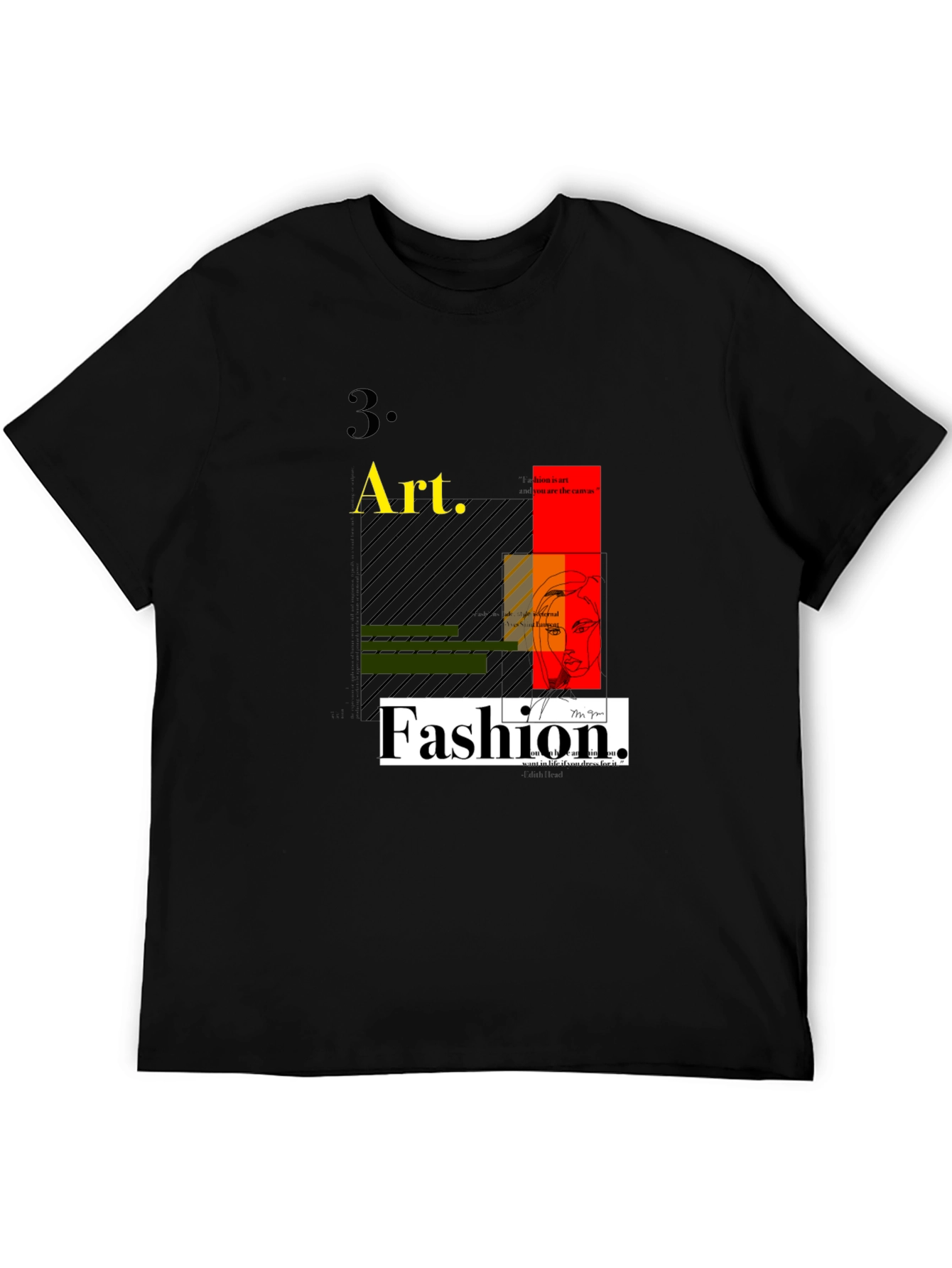 Art Fashion Graphic Tee - Modern Design Black T-Shirt