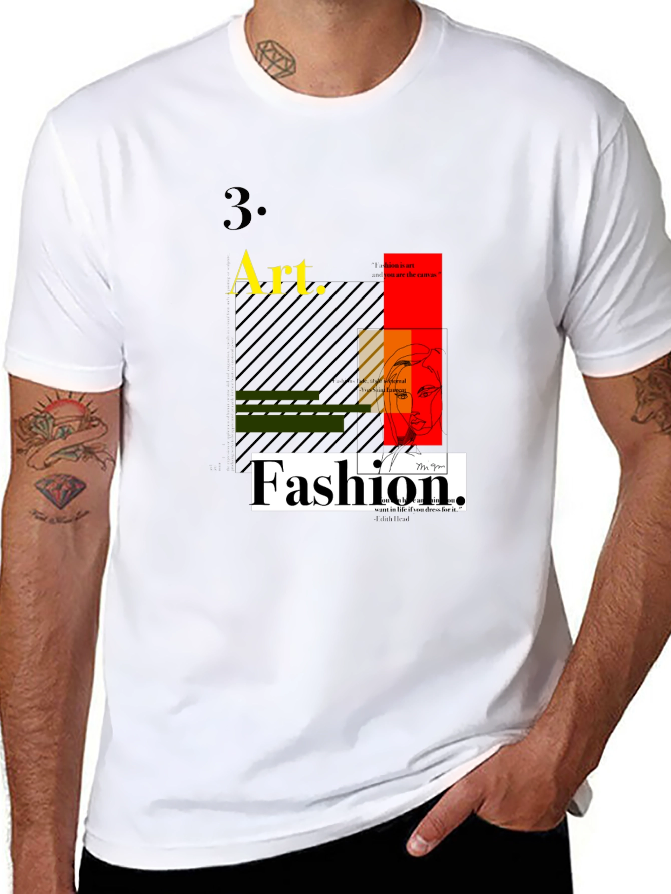 Art Fashion Graphic Tee - Modern Design Black T-Shirt