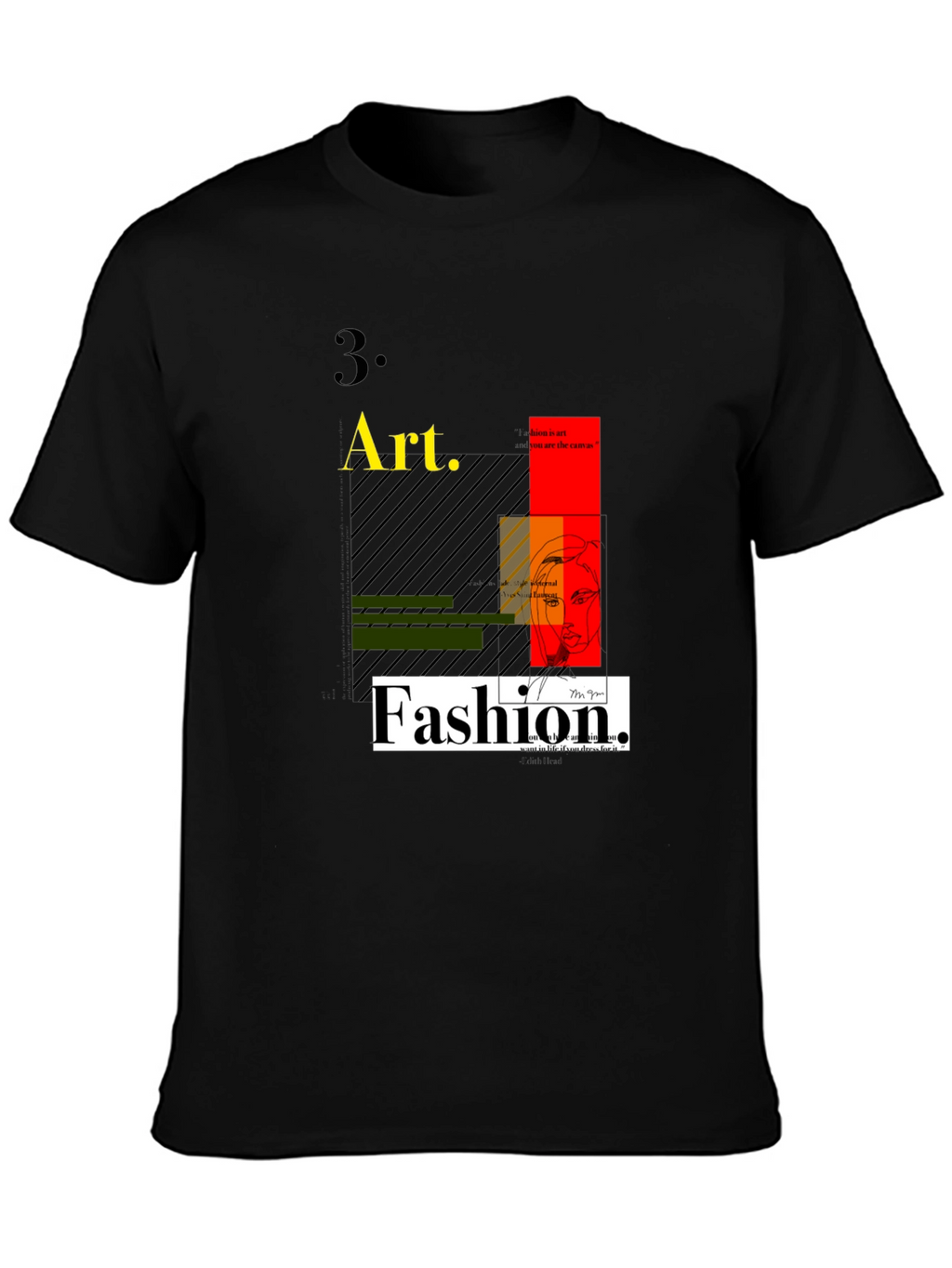Art Fashion Graphic Tee - Modern Design Black T-Shirt