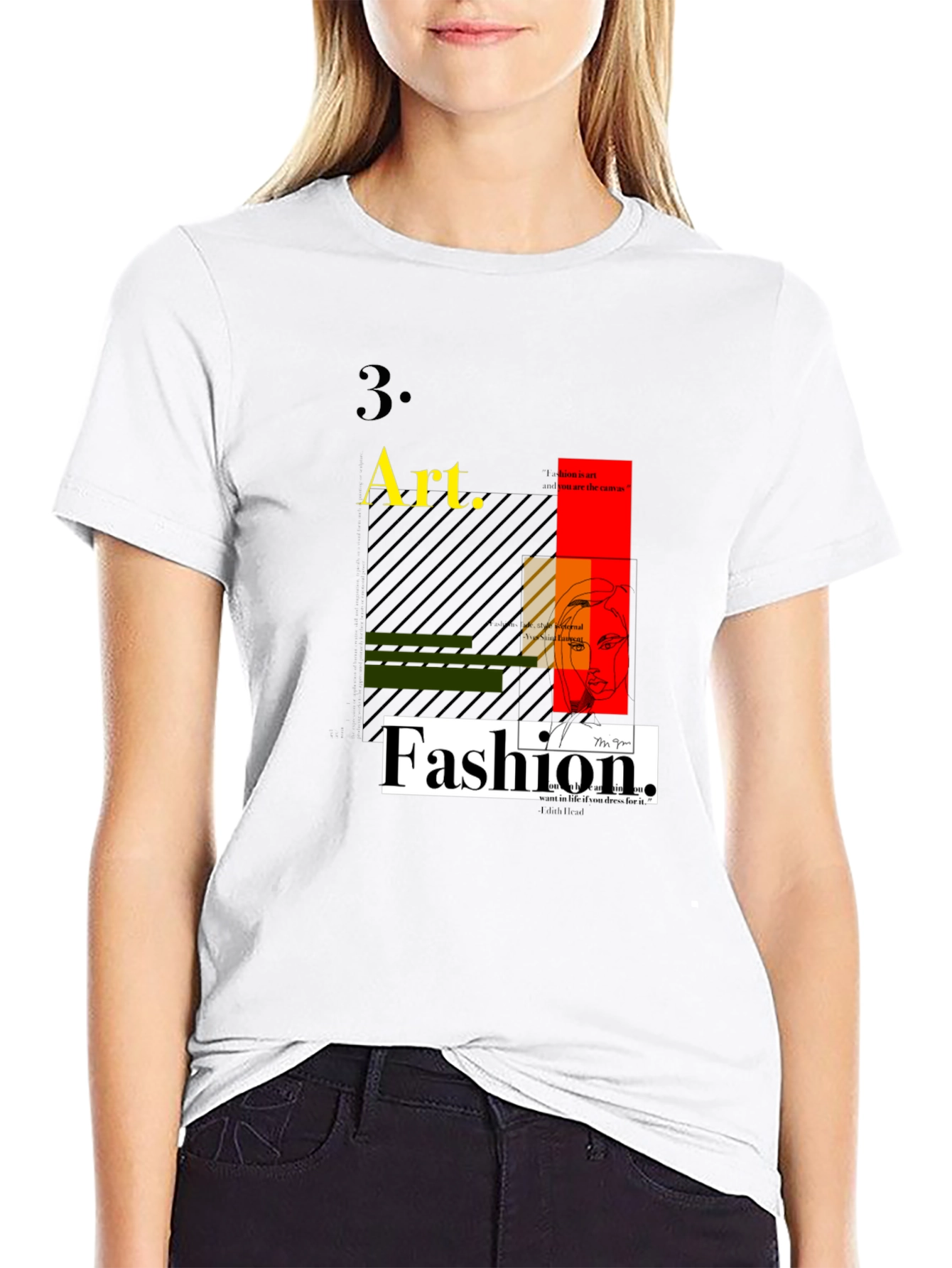 Art Fashion Graphic Tee - Modern Design Black T-Shirt