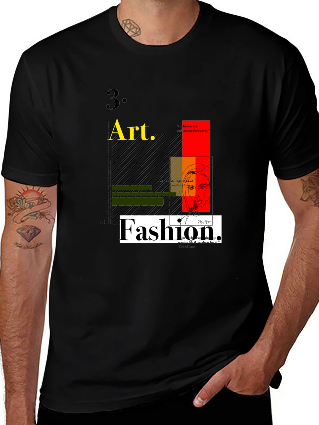 Art Fashion Graphic Tee - Modern Design Black T-Shirt
