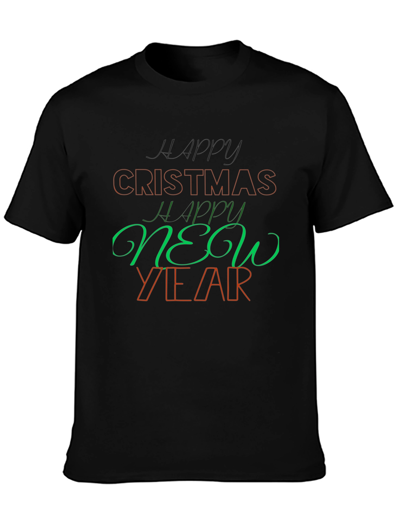 Festive Holiday Graphic Tee - Happy Christmas New Year Shirt