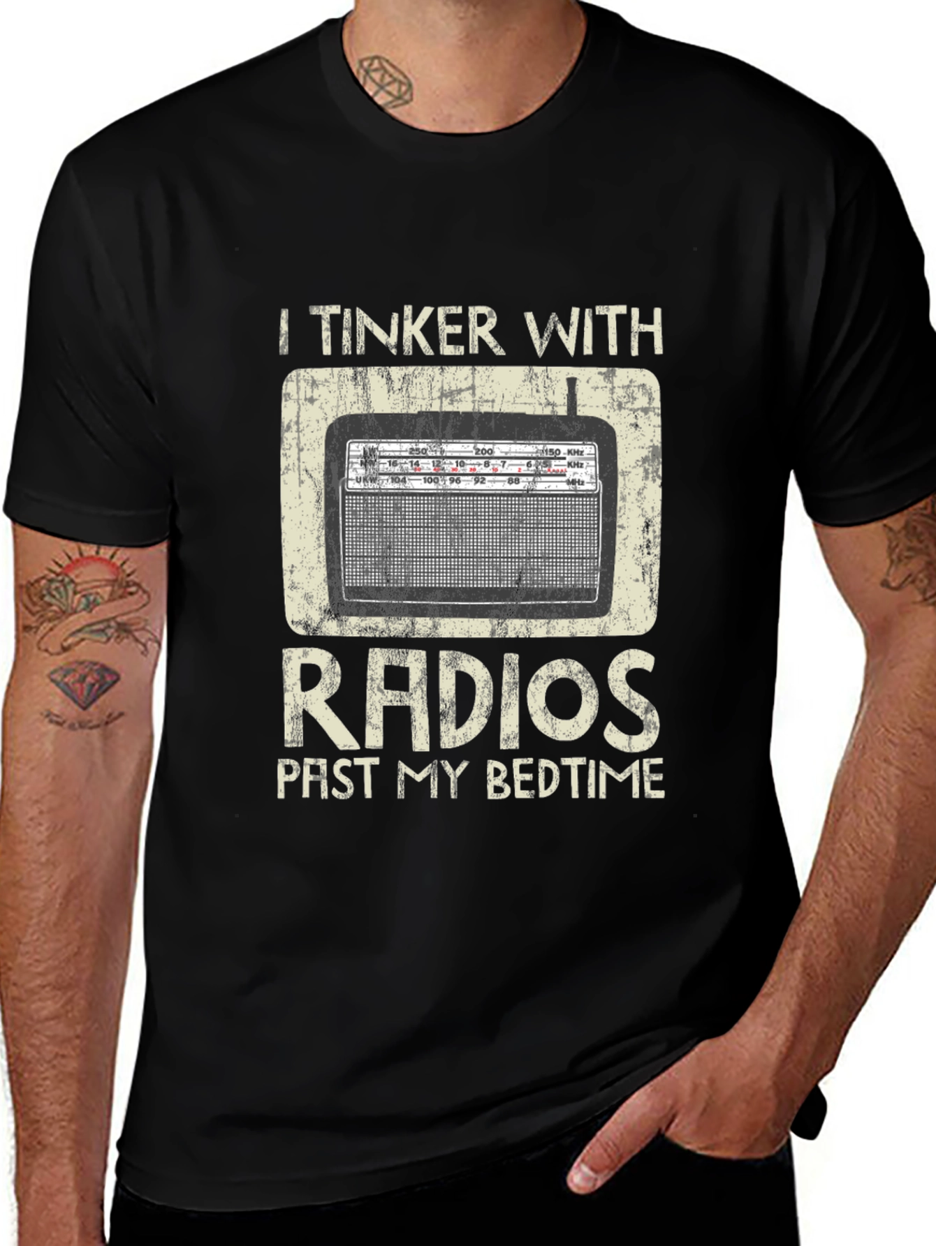 Vintage Radio T-Shirt - I Tinker with Radios Past My Bedtime