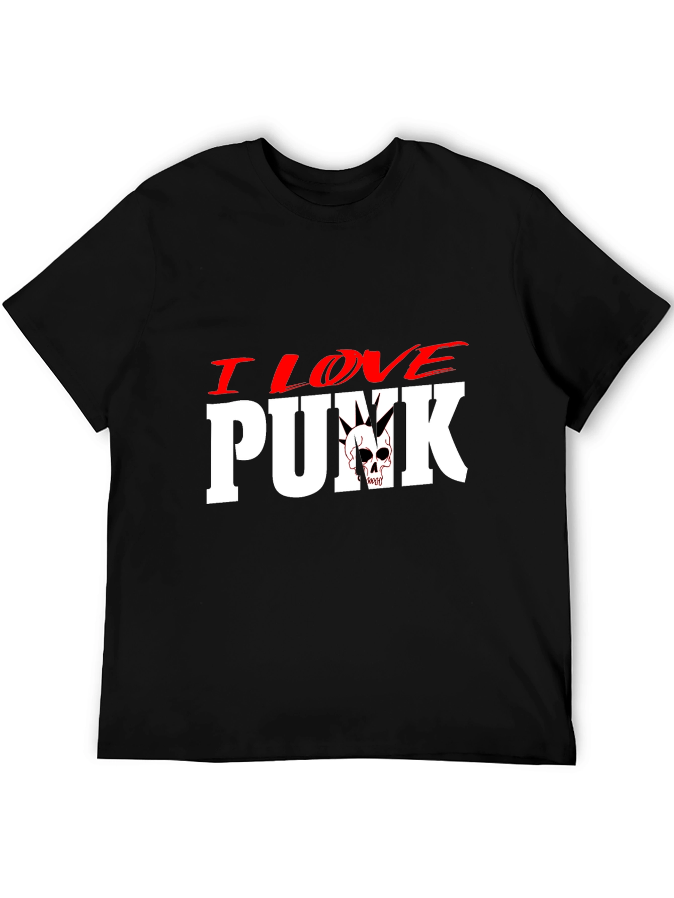 I Love Punk T-Shirt - Skull Design