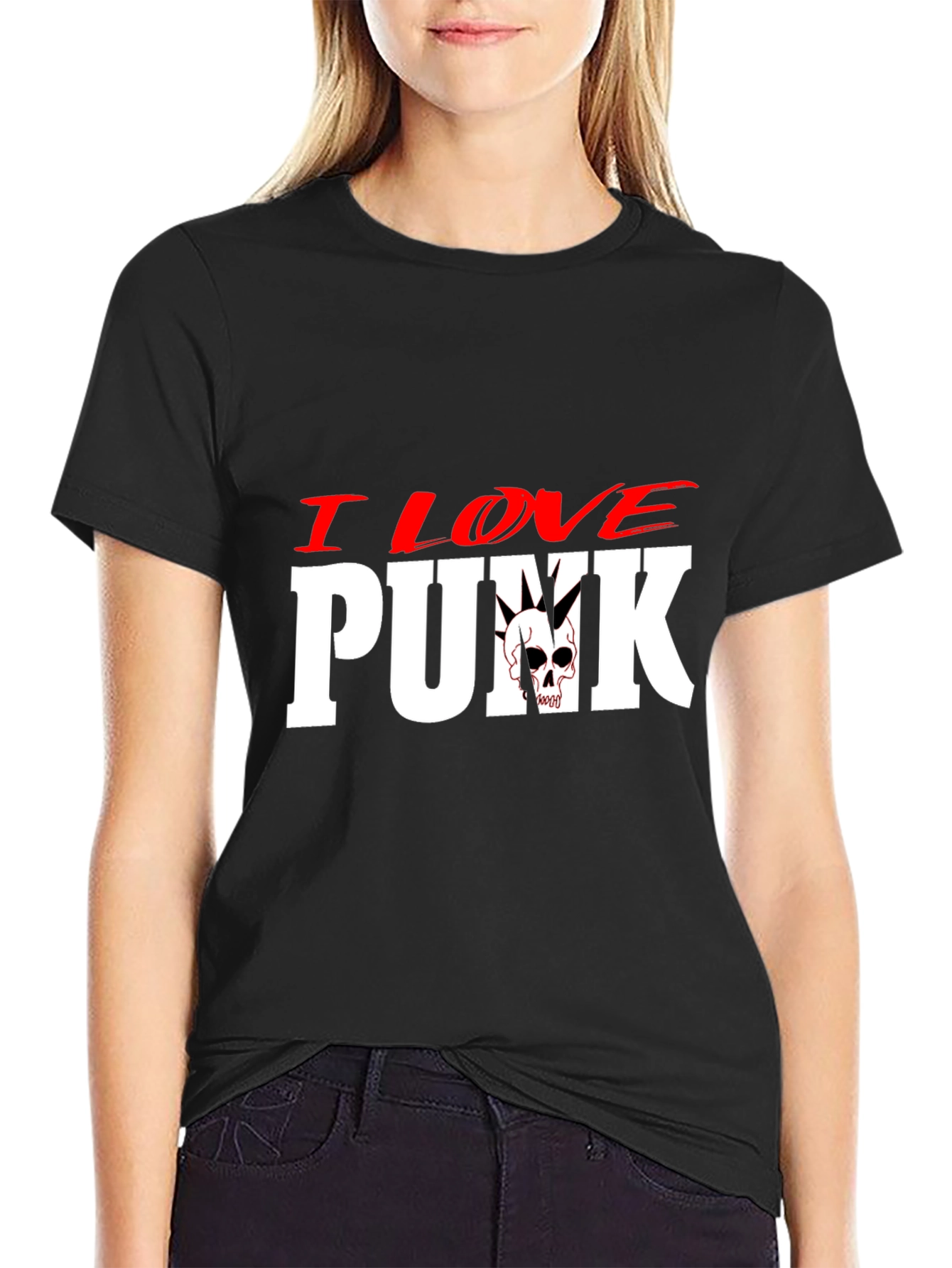 I Love Punk T-Shirt - Skull Design
