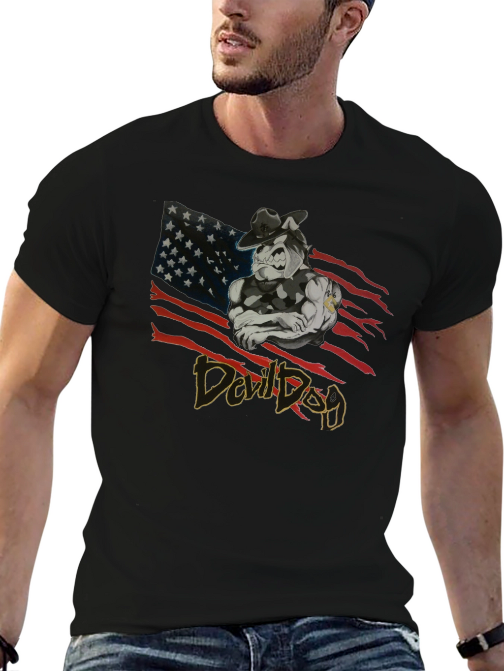 Devil Dog Graphic Print T-Shirt