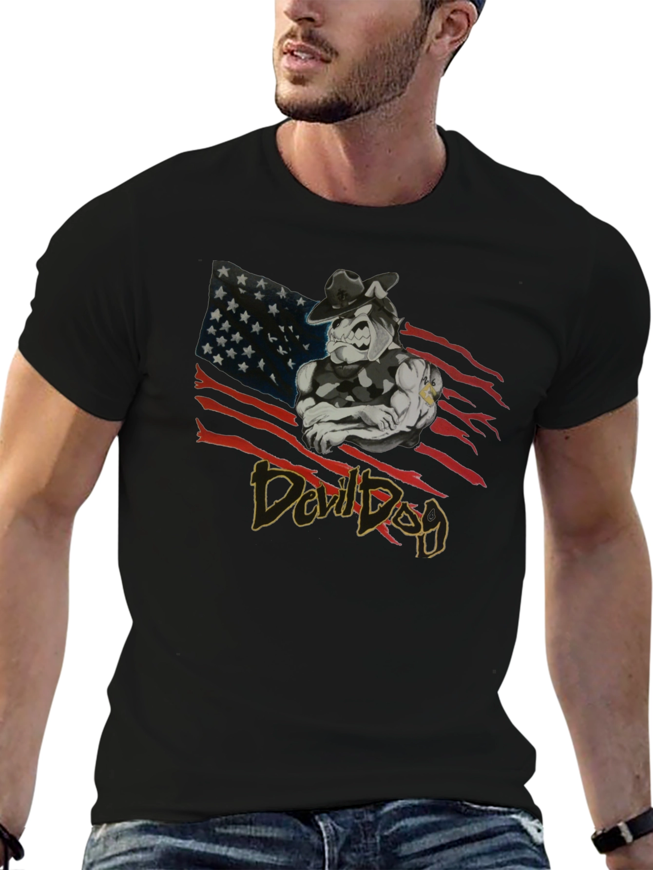 Devil Dog Graphic Print T-Shirt