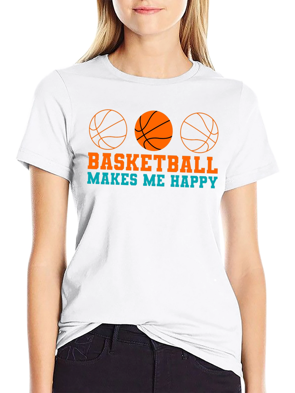 Basketball Makes Me Happy Graphic T-Shirt