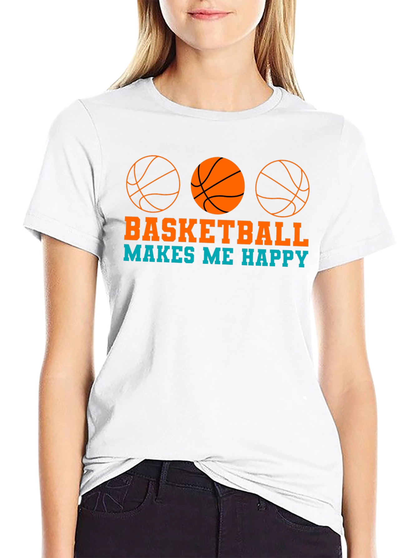 Basketball Makes Me Happy Graphic T-Shirt