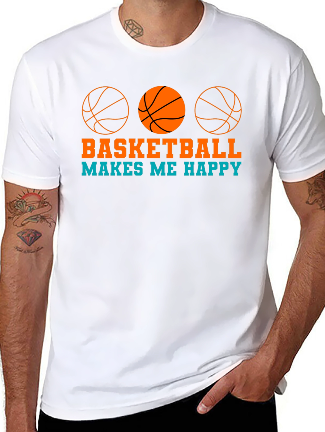 Basketball Makes Me Happy Graphic T-Shirt