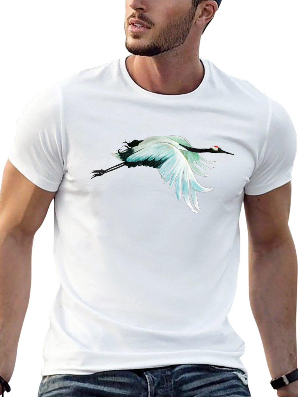 Crane Graphic Black T-Shirt