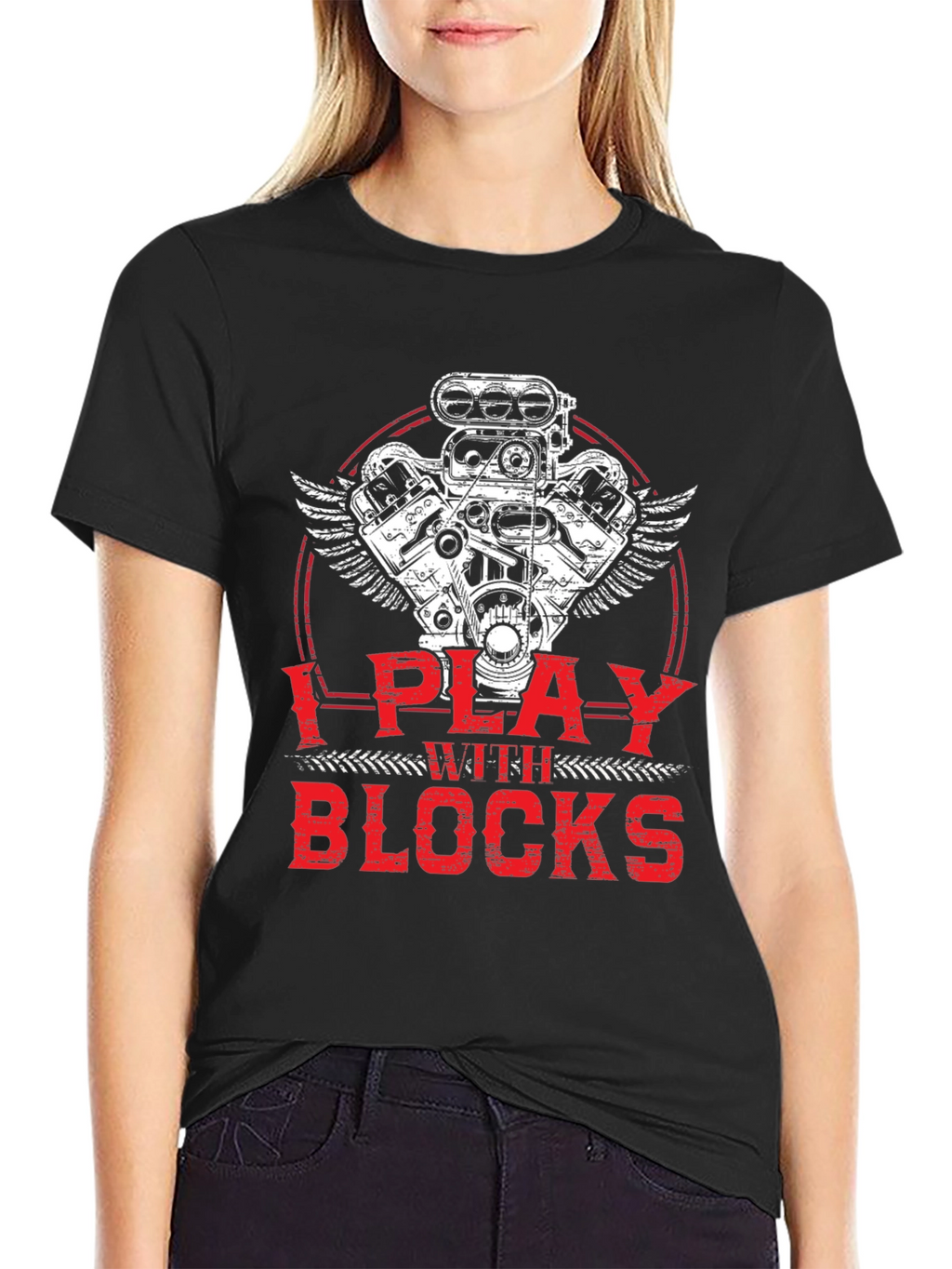 I Play with Blocks T-Shirt - Automotive Engine Design
