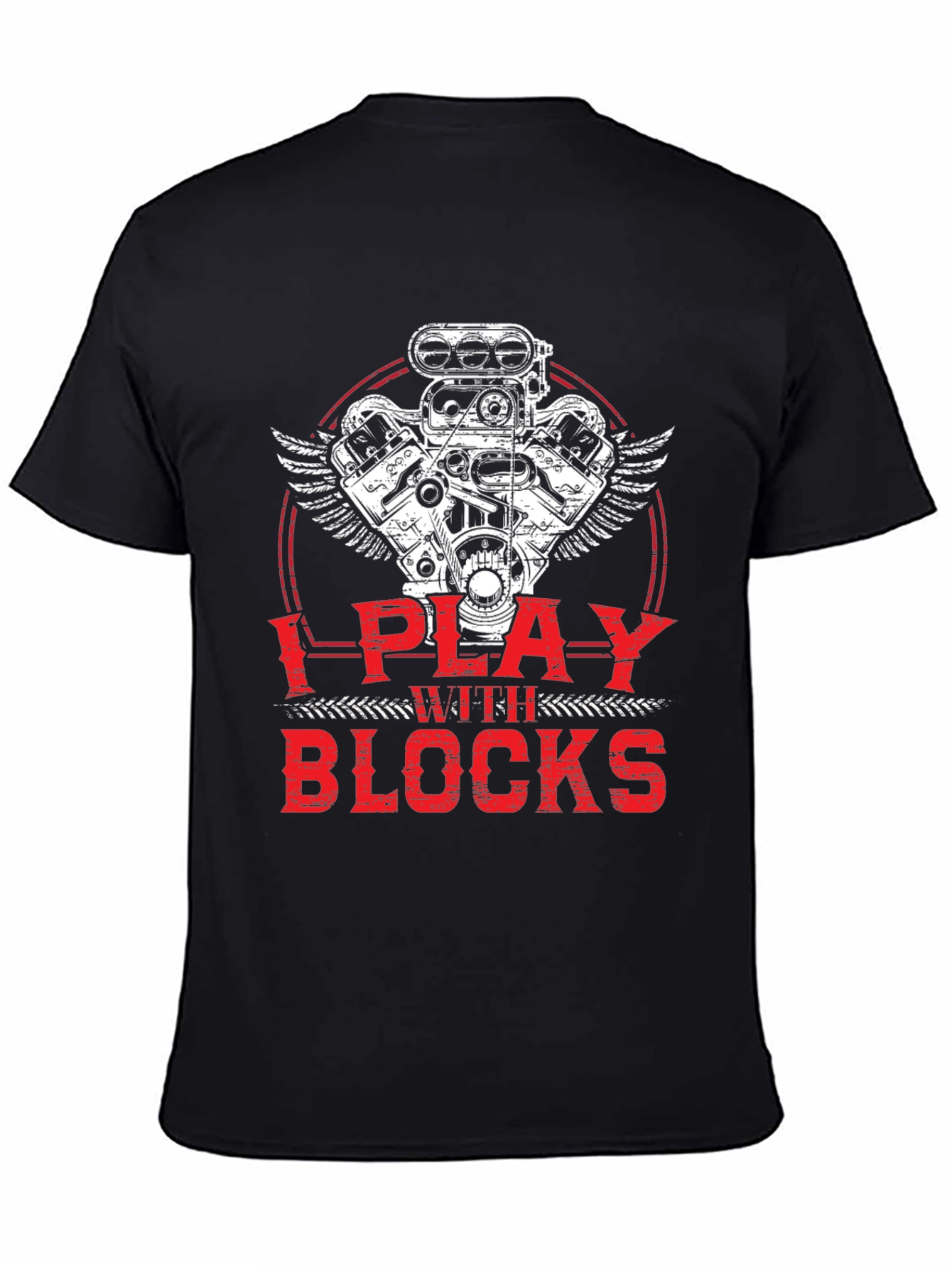 I Play with Blocks T-Shirt - Automotive Engine Design