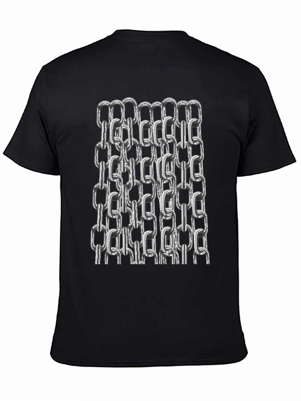 Chain Link Graphic Tee - Black Cotton Casual T-Shirt