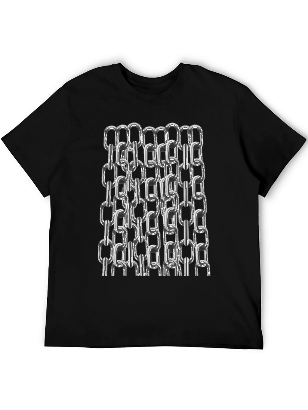 Chain Link Graphic Tee - Black Cotton Casual T-Shirt
